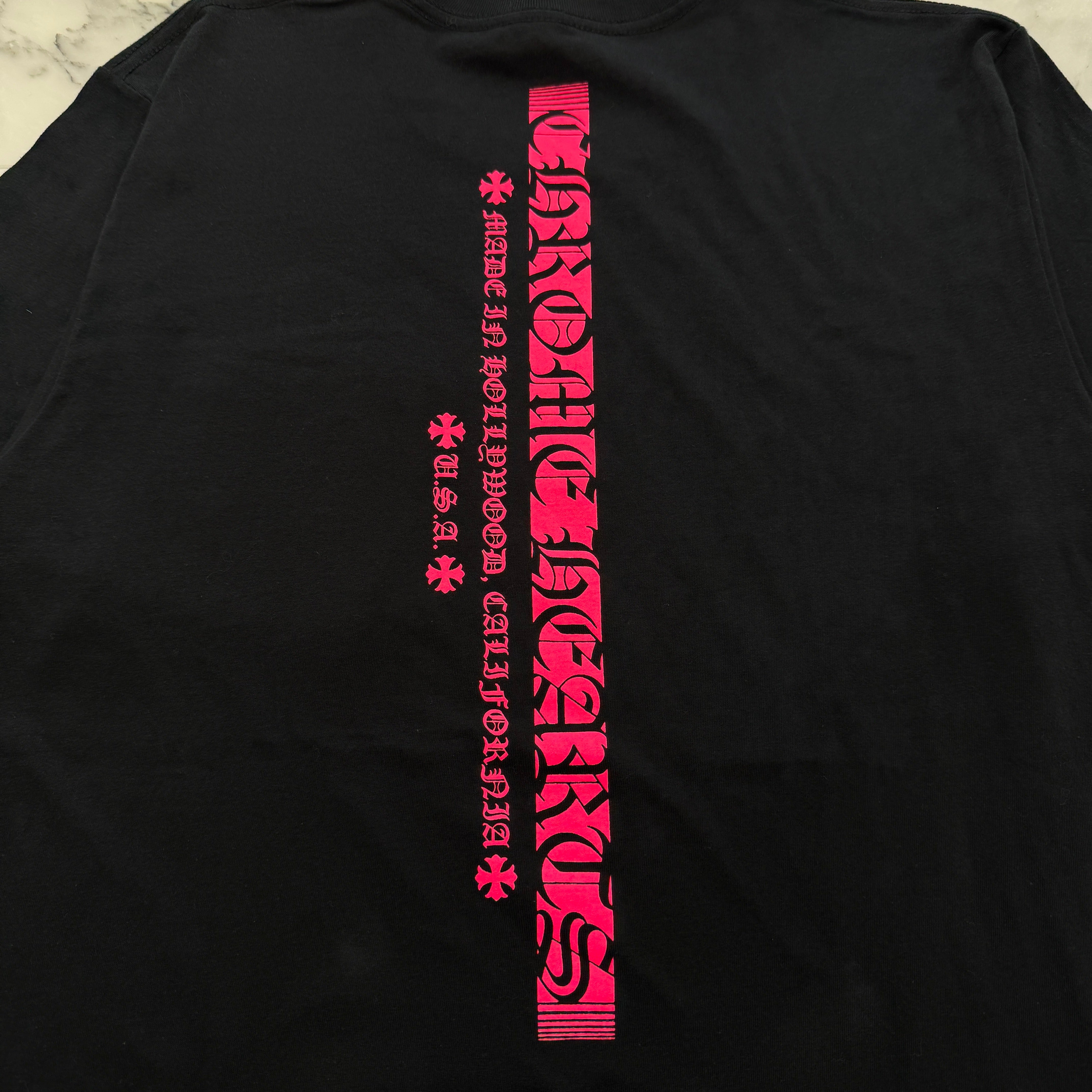 CHROME HEARTS Pink Made in Hollywood Vertical Logo Tee Size M クロムハーツ ピンク メイドインハリウッド ヴァーティカルロゴ Tシャツ サイズM