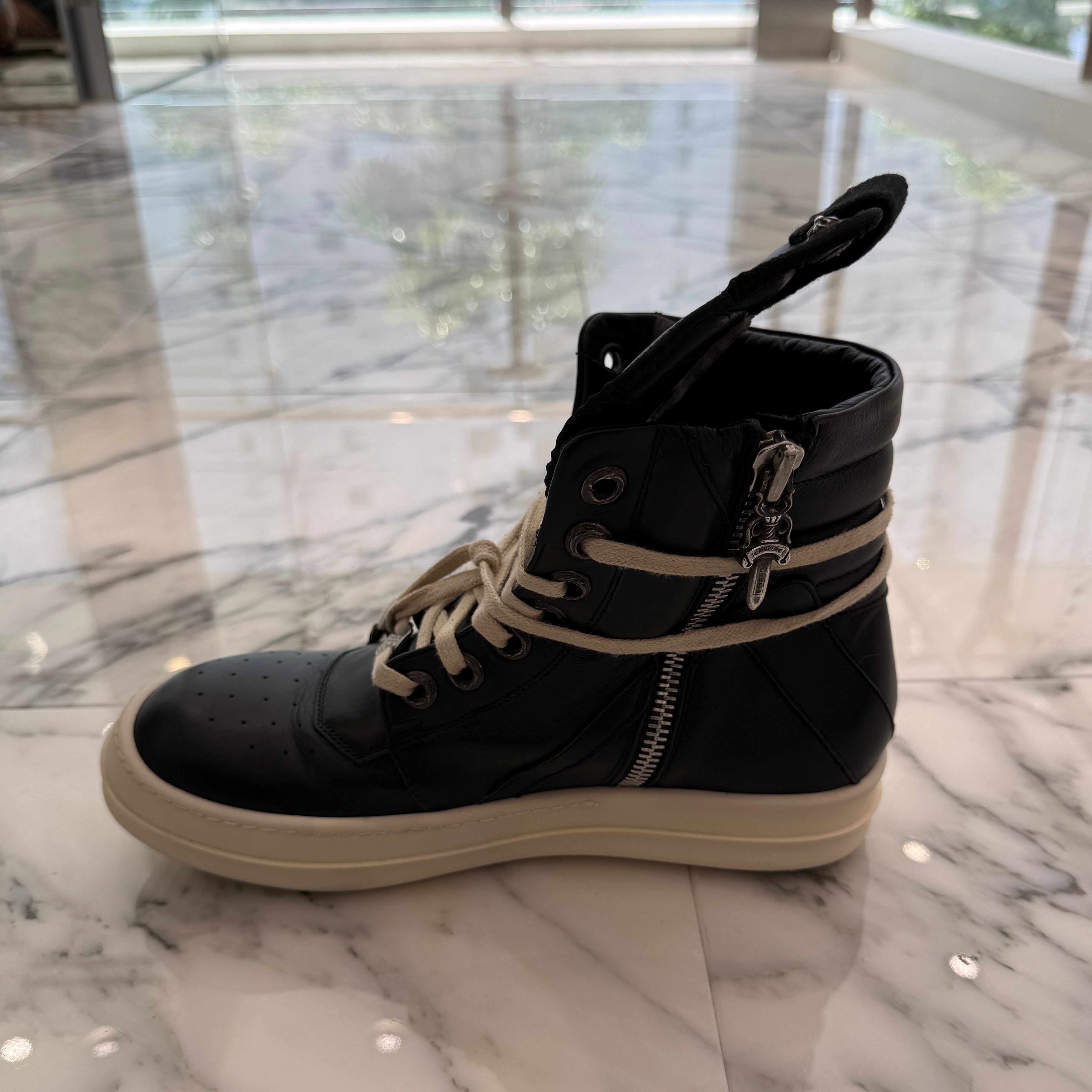 CHROME HEARTS × Rick Owens Geobasket Leather Sneakers Size 40 クロムハーツ×リックオーエンス ジオバスケット レザースニーカー サイズ40