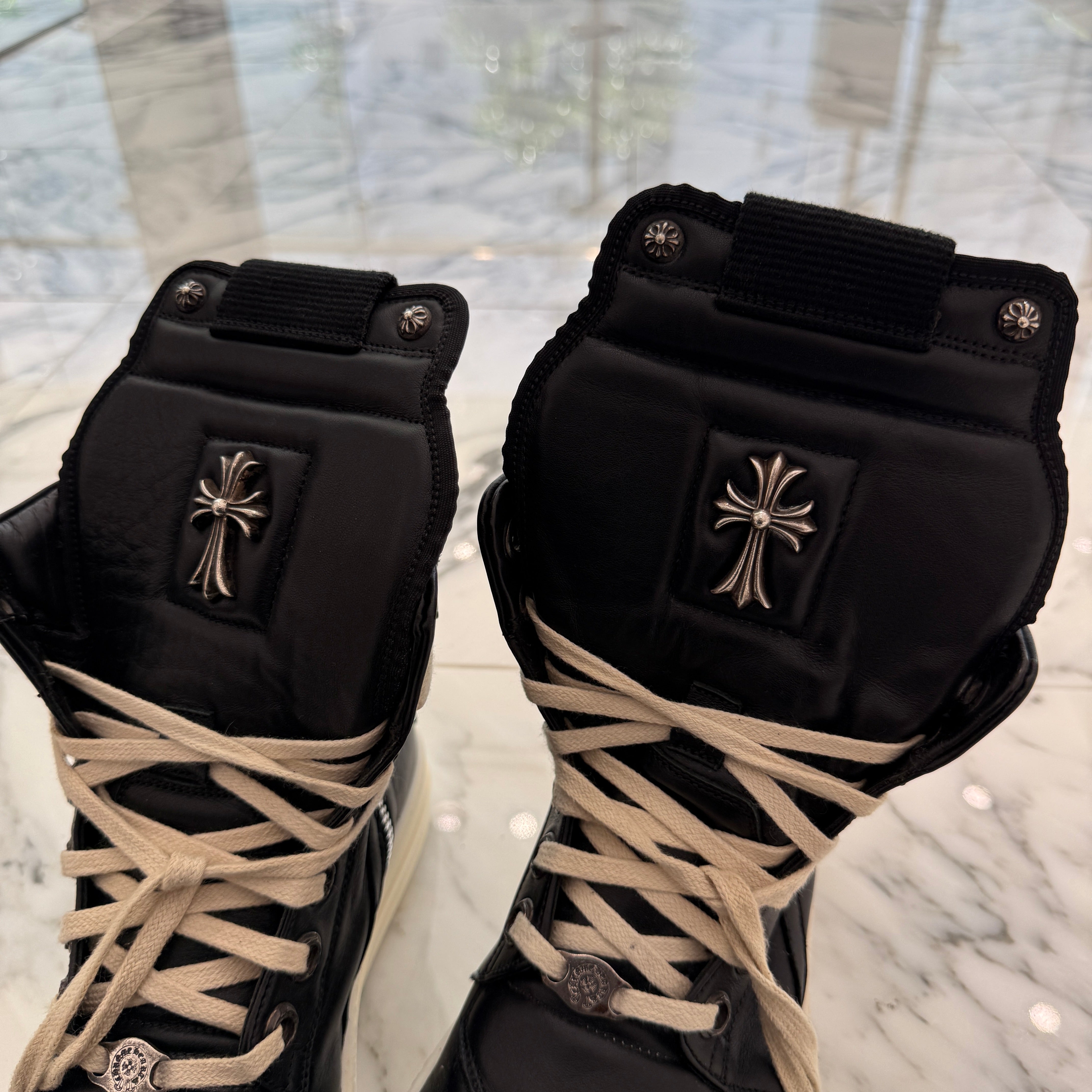 CHROME HEARTS × Rick Owens Geobasket Leather Sneakers Size 40 クロムハーツ×リックオーエンス ジオバスケット レザースニーカー サイズ40