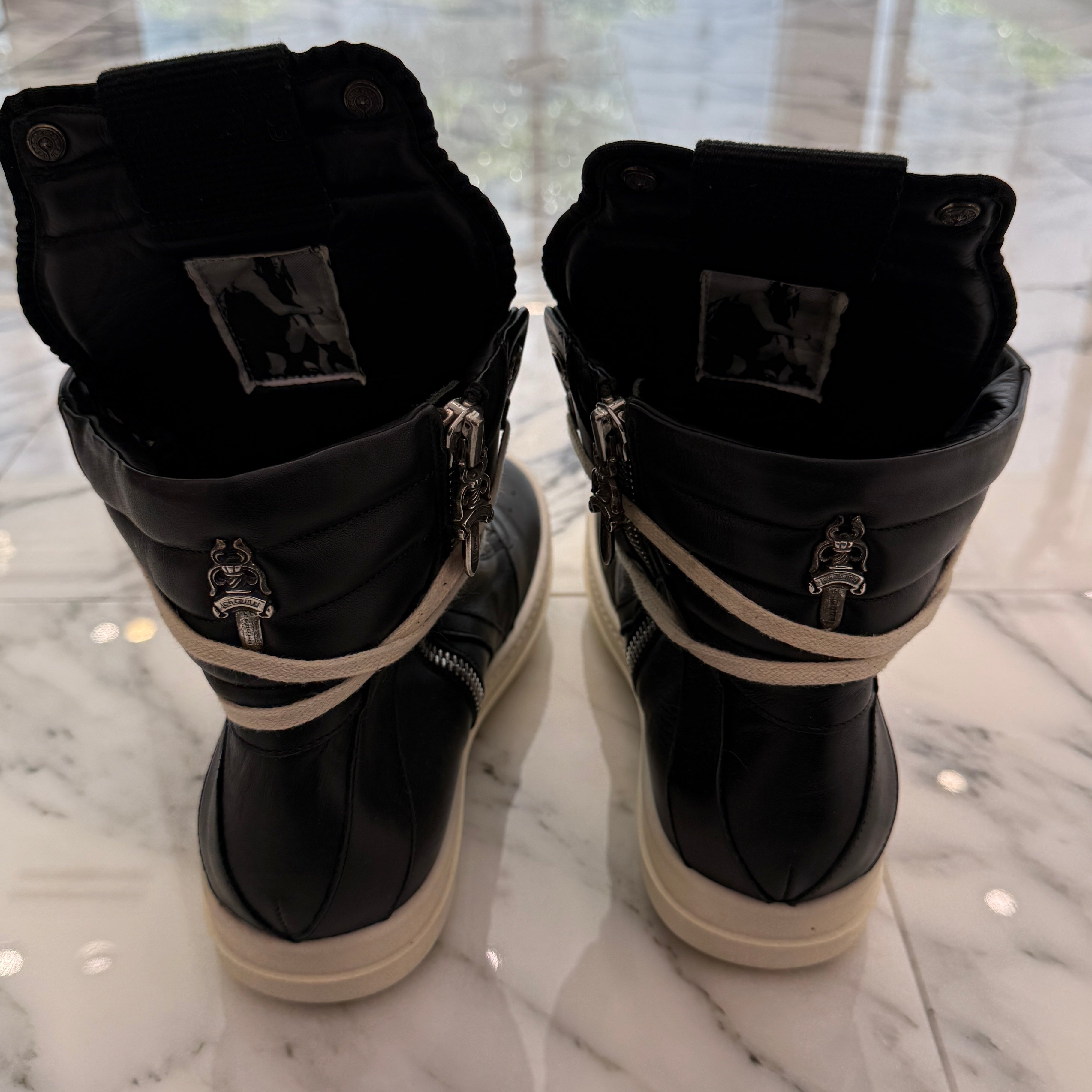 CHROME HEARTS × Rick Owens Geobasket Leather Sneakers Size 40 クロムハーツ×リックオーエンス ジオバスケット レザースニーカー サイズ40