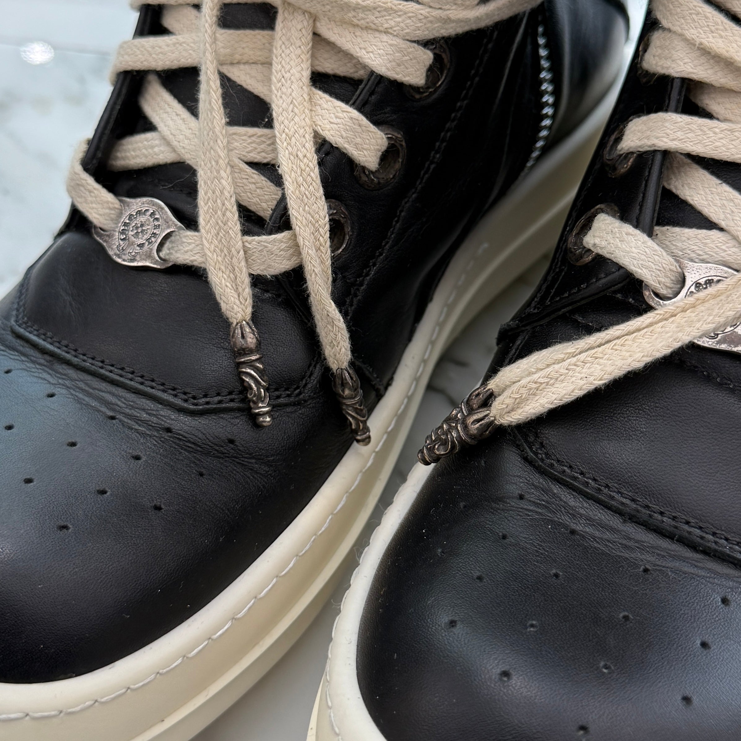 CHROME HEARTS × Rick Owens Geobasket Leather Sneakers Size 40 クロムハーツ×リックオーエンス ジオバスケット レザースニーカー サイズ40