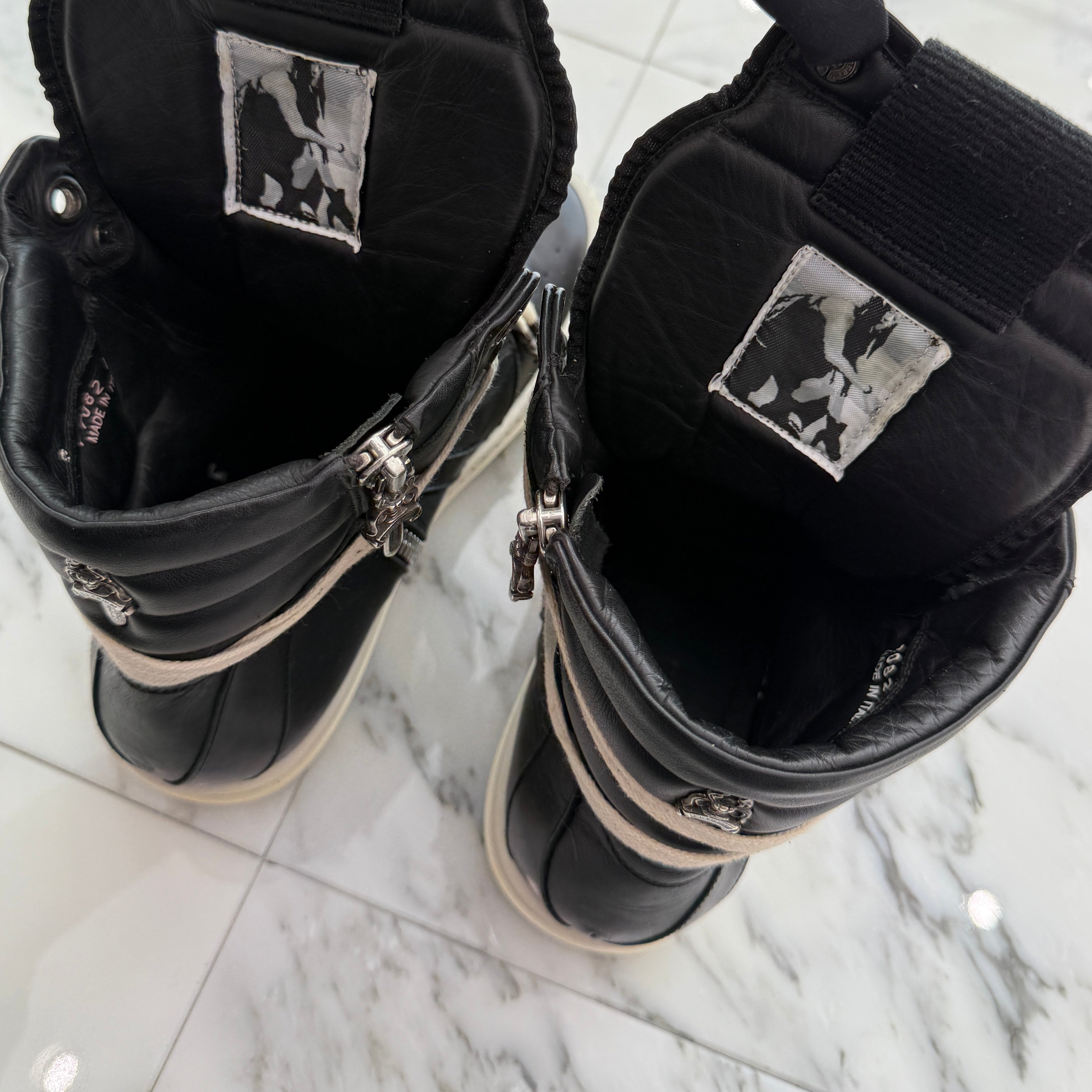 CHROME HEARTS × Rick Owens Geobasket Leather Sneakers Size