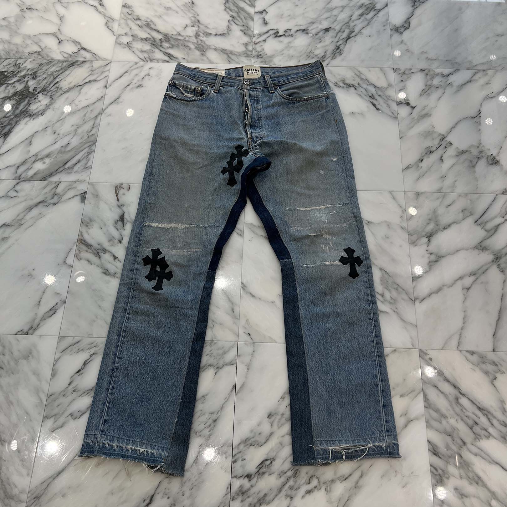 CHROME HEARTS × GALLERY DEPT. Levi's Body VNTG Leather Cross Patch Jeans Size 29 クロムハーツ × ギャラリーデプト リーバイスボディ ヴィンテージ レザークロスパッチ ジーンズ サイズ29