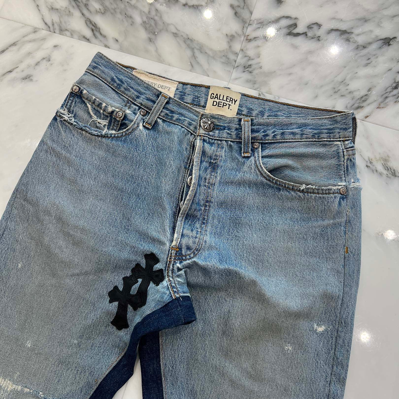 CHROME HEARTS × GALLERY DEPT. Levi's Body VNTG Leather Cross Patch Jeans Size 29 クロムハーツ × ギャラリーデプト リーバイスボディ ヴィンテージ レザークロスパッチ ジーンズ サイズ29