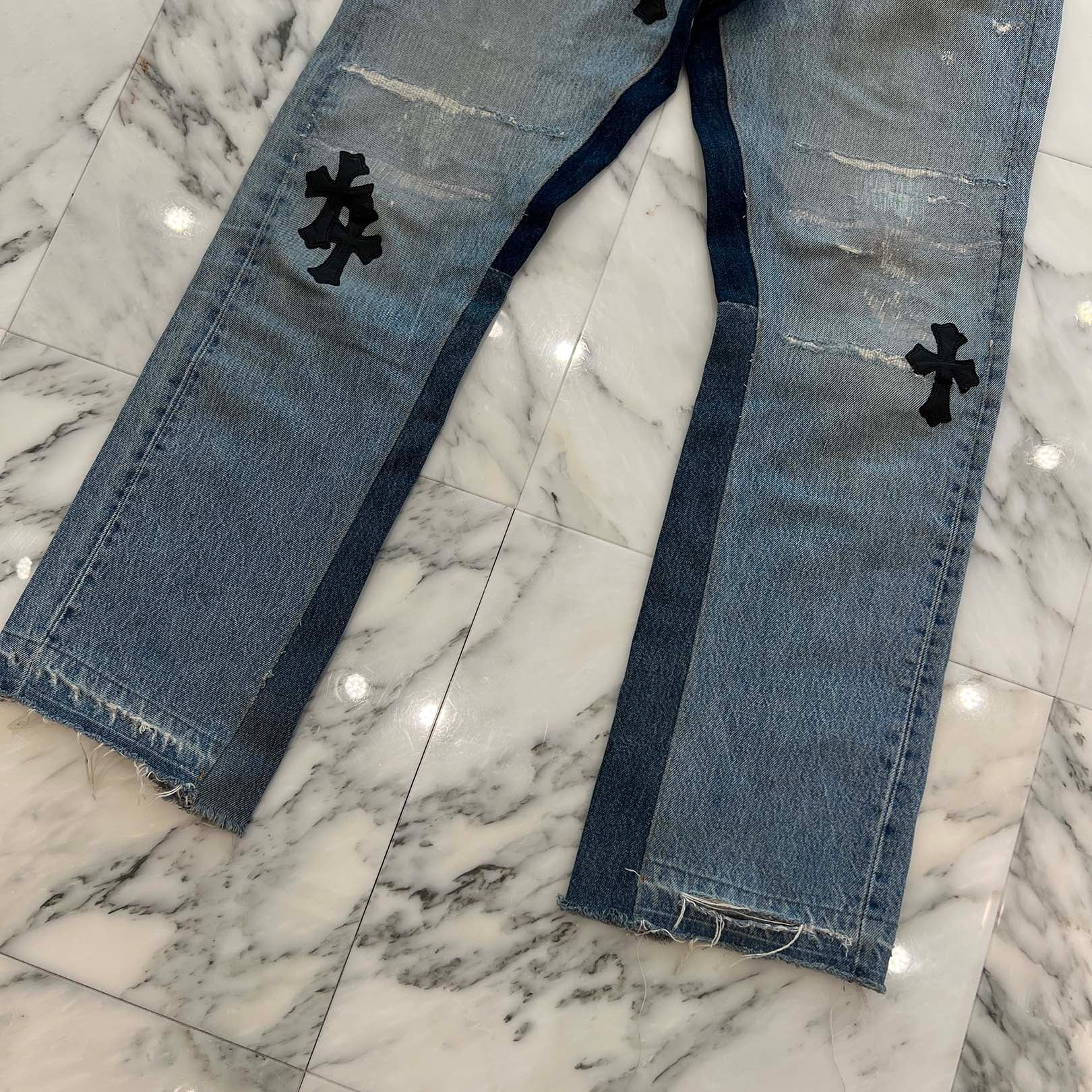 CHROME HEARTS × GALLERY DEPT. Levi's Body VNTG Leather Cross Patch Jeans Size 29 クロムハーツ × ギャラリーデプト リーバイスボディ ヴィンテージ レザークロスパッチ ジーンズ サイズ29
