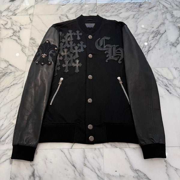 CHROME HEARTS LETTERMAN Cemetery Cross Patch Blouson Jacket Size L クロムハーツ レターマン セメタリークロスパッチ ブルゾンジャケット サイズL