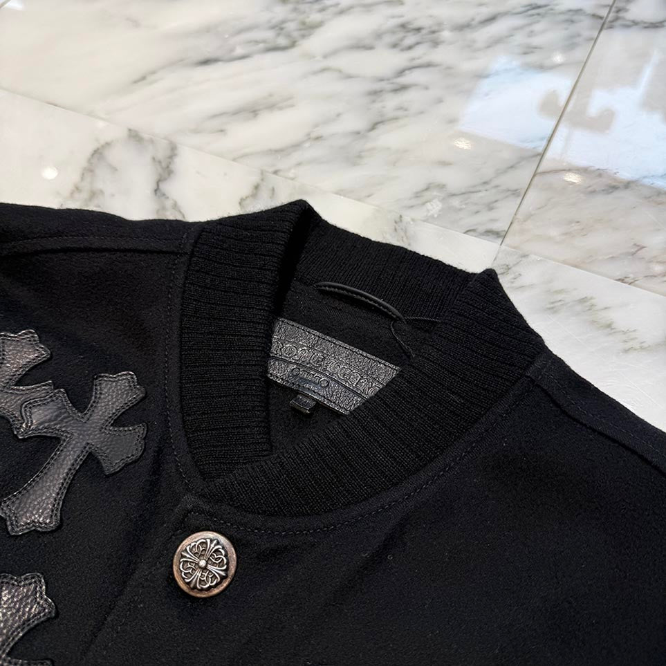 CHROME HEARTS LETTERMAN Cemetery Cross Patch Blouson Jacket