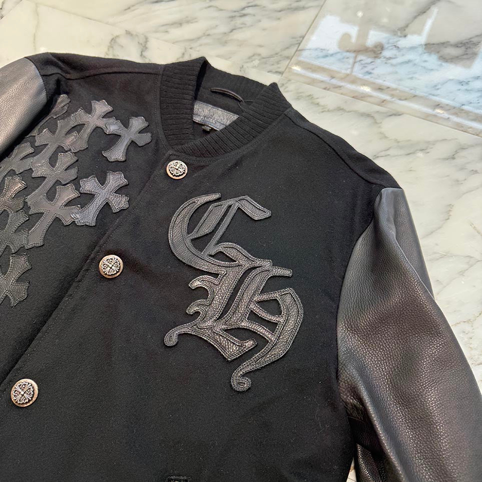 CHROME HEARTS LETTERMAN Cemetery Cross Patch Blouson Jacket Size M