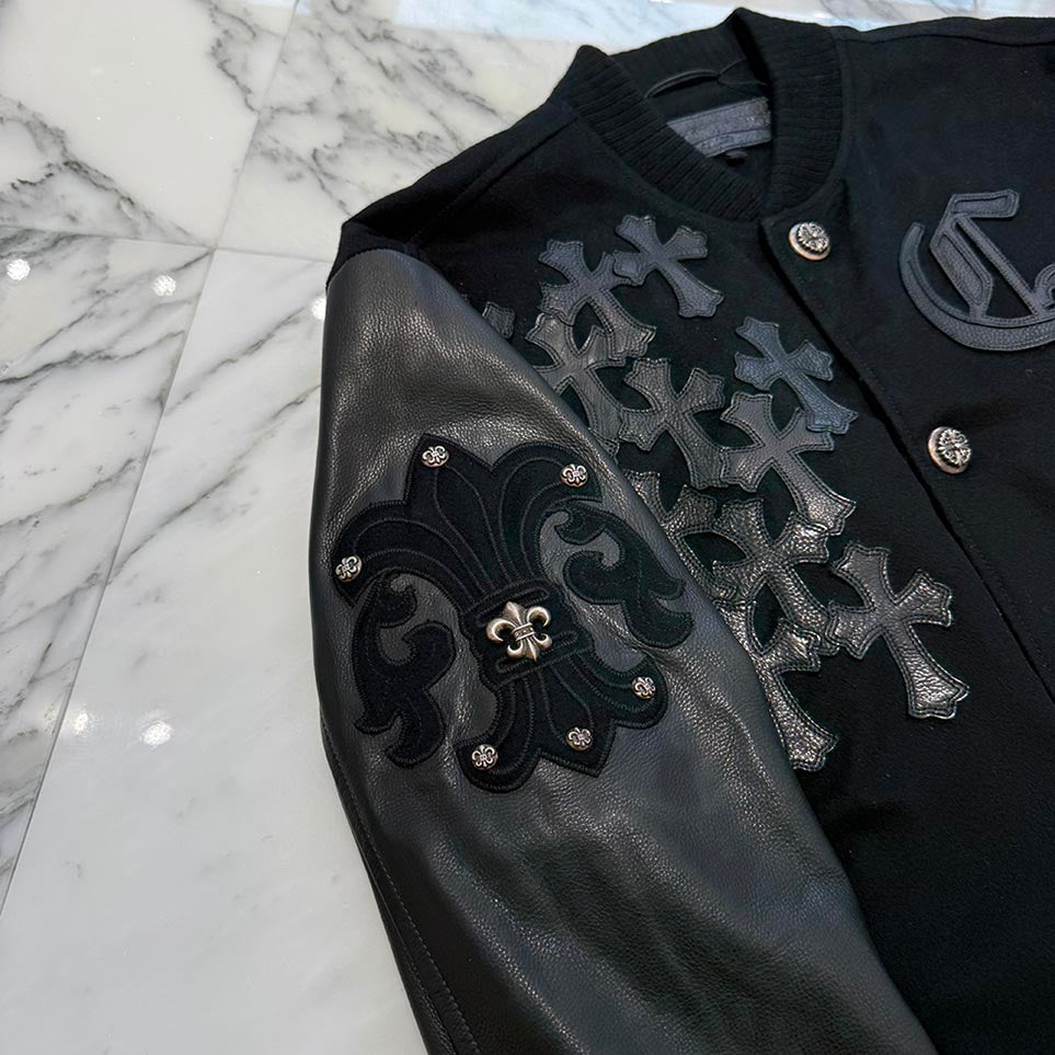 CHROME HEARTS LETTERMAN Cemetery Cross Patch Blouson Jacket