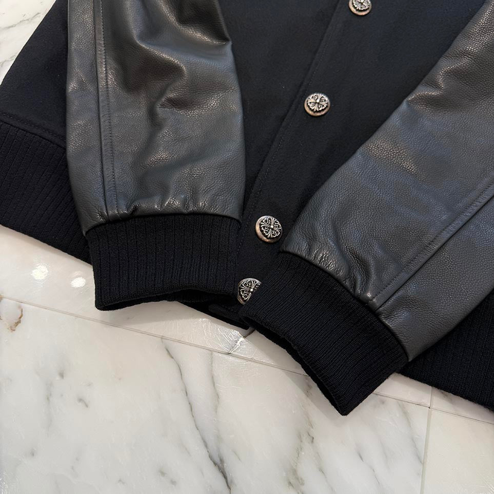 CHROME HEARTS LETTERMAN Cemetery Cross Patch Blouson Jacket Size M