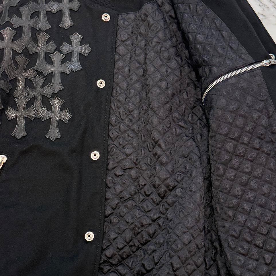 CHROME HEARTS LETTERMAN Cemetery Cross Patch Blouson Jacket Size M