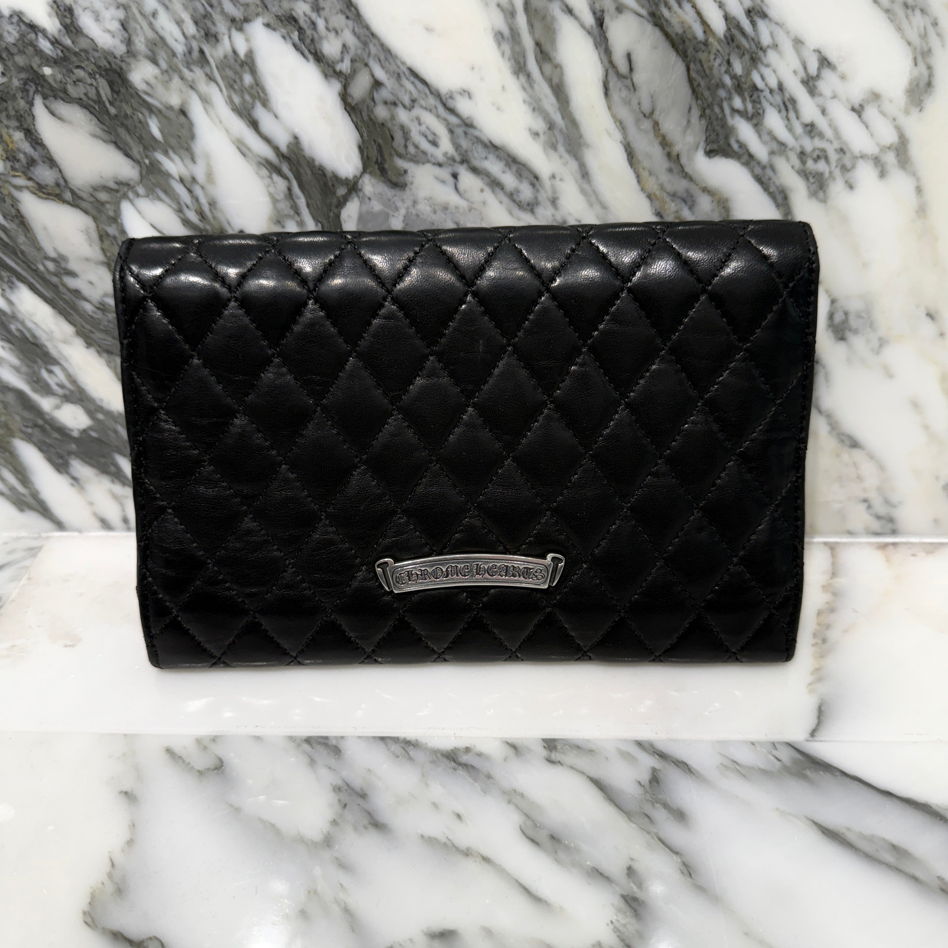 CHROME HEARTS Quilted 3 Snap Silver CH Plus Clutch Wallet クロムハーツ キルティング 3スナップ シルバー CHプラス クラッチ ウォレット