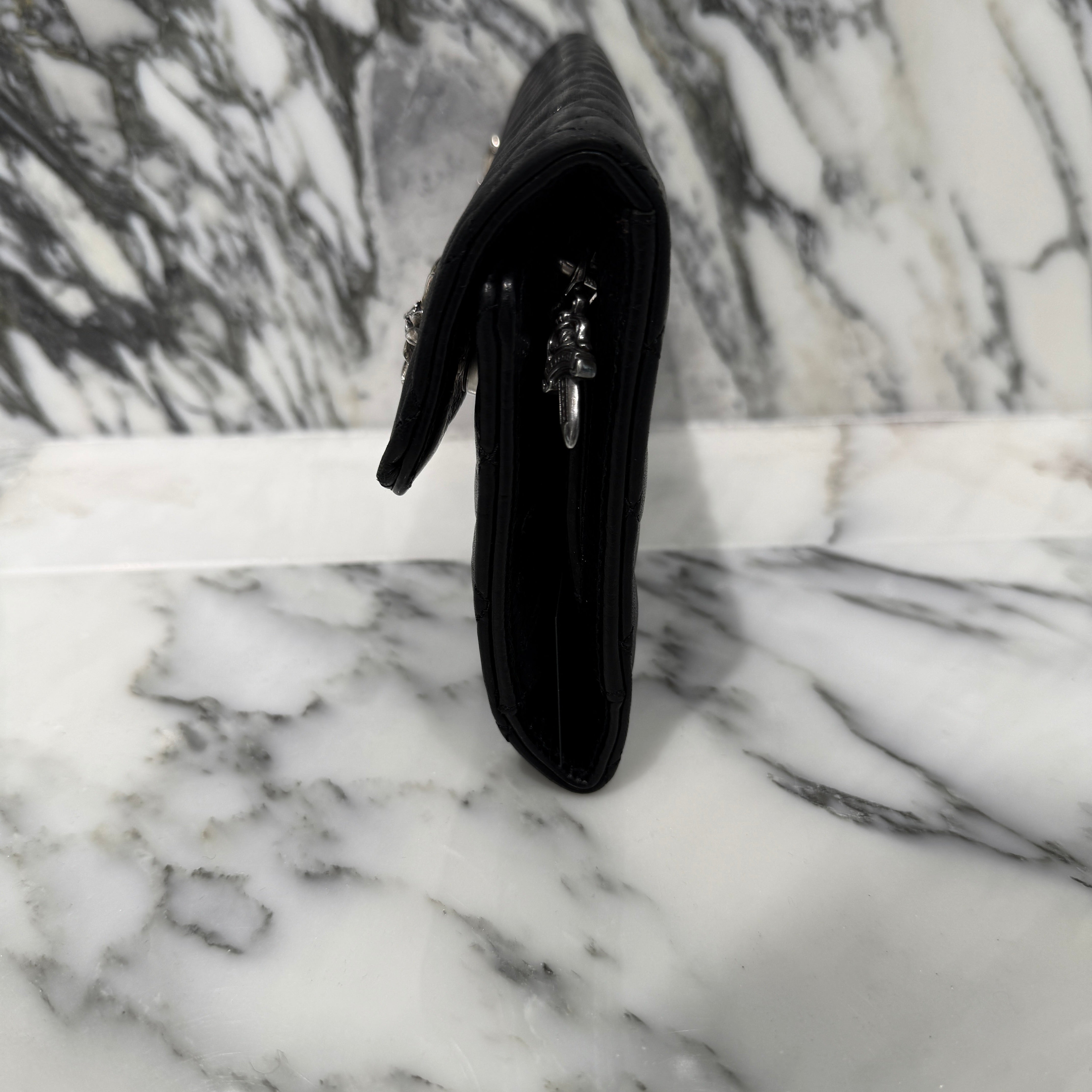 CHROME HEARTS Quilted 3 Snap Silver CH Plus Clutch Wallet クロムハーツ キルティング 3スナップ シルバー CHプラス クラッチ ウォレット