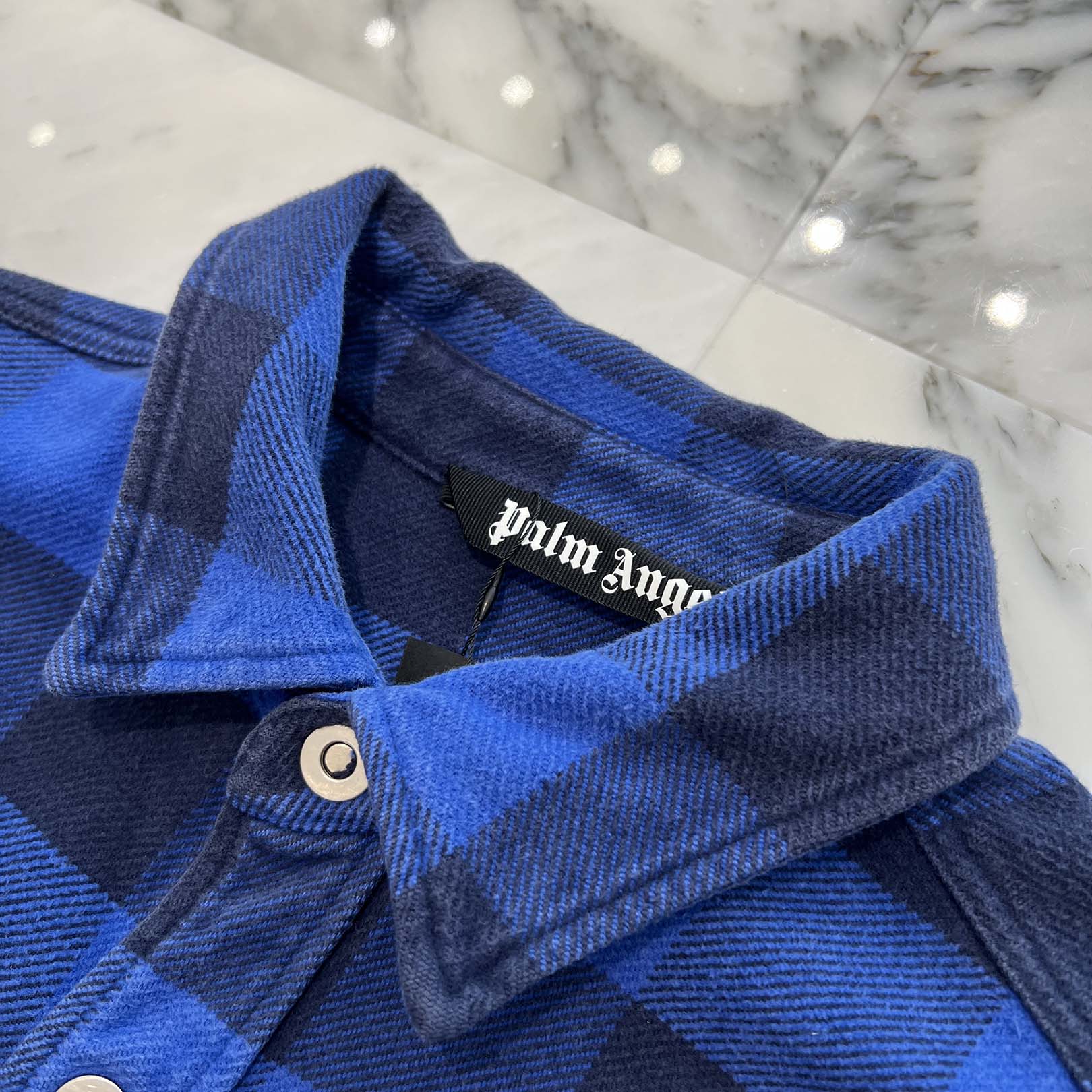 Palm Angels 2021AW Back logo print check shirt jacket PMGA109S22FAB001 Size 48 パームエンジェルス バックロゴプリントチェックシャツジャケット サイズ48