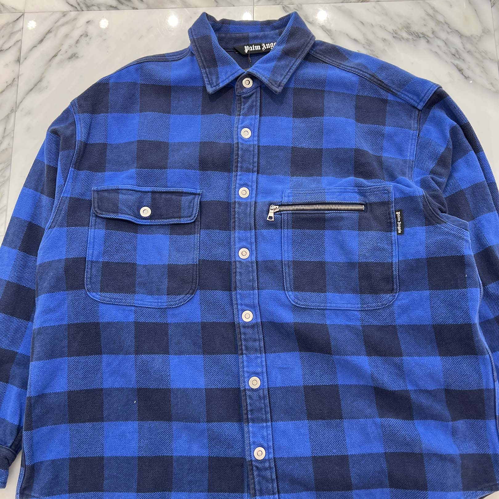 Palm Angels 2021AW Back logo print check shirt jacket PMGA109S22FAB001 Size 48 パームエンジェルス バックロゴプリントチェックシャツジャケット サイズ48