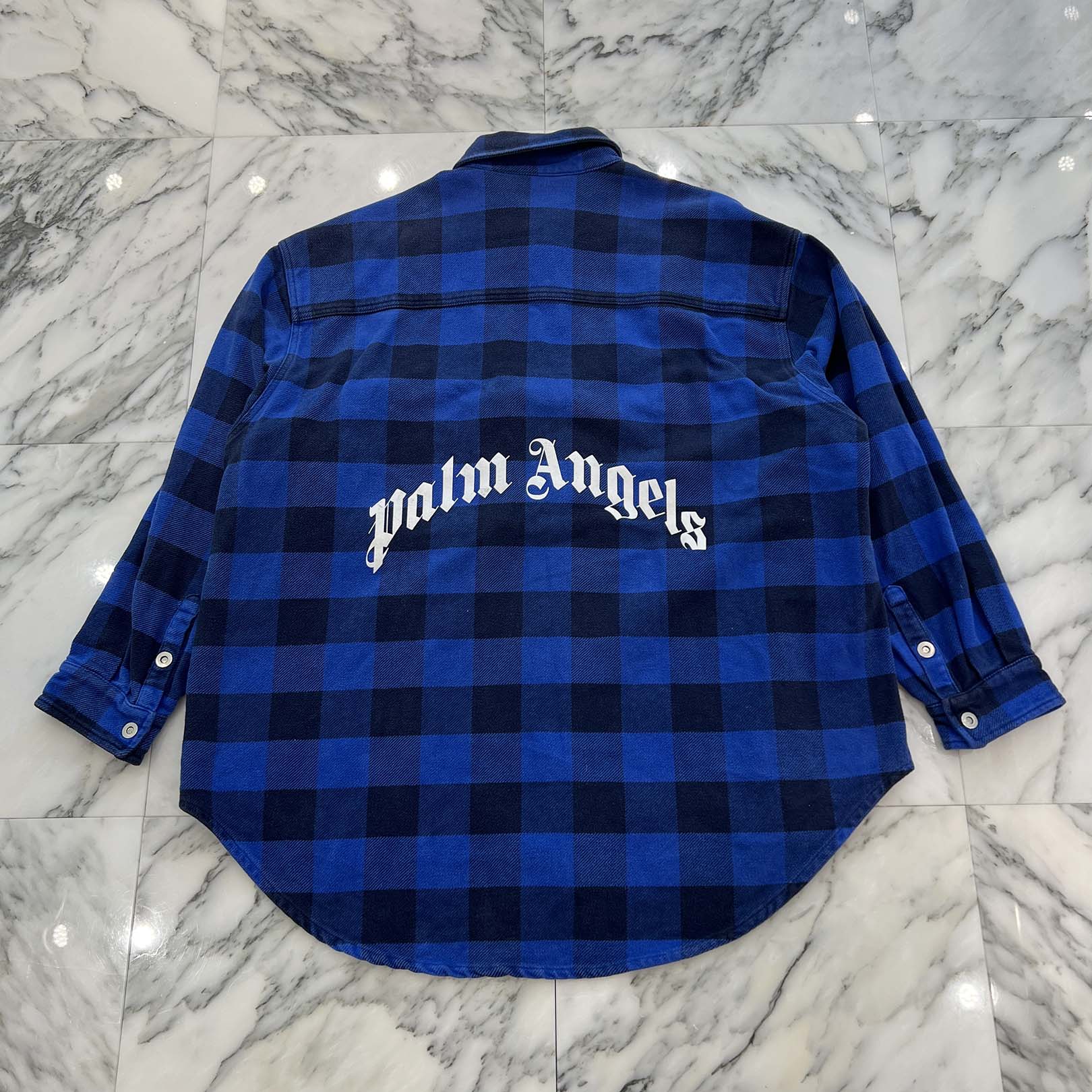 Palm Angels 2021AW Back logo print check shirt jacket PMGA109S22FAB001 Size 48 パームエンジェルス バックロゴプリントチェックシャツジャケット サイズ48