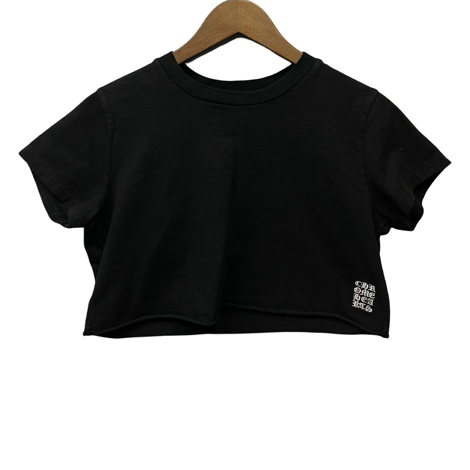 CHROME HEARTS Y Not Script Logo Cropped Short Sleeve T-Shirt Size M