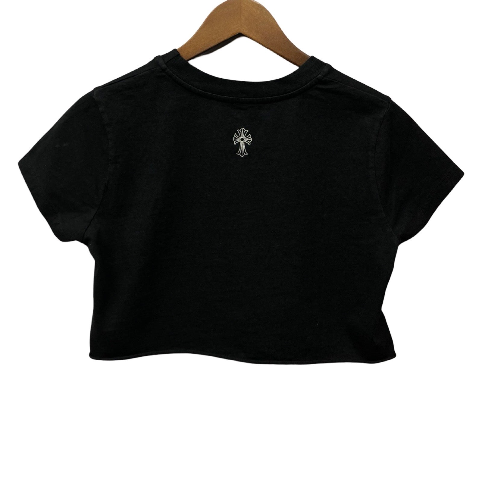 CHROME HEARTS Y Not Script Logo Cropped Short Sleeve T-Shirt Size M