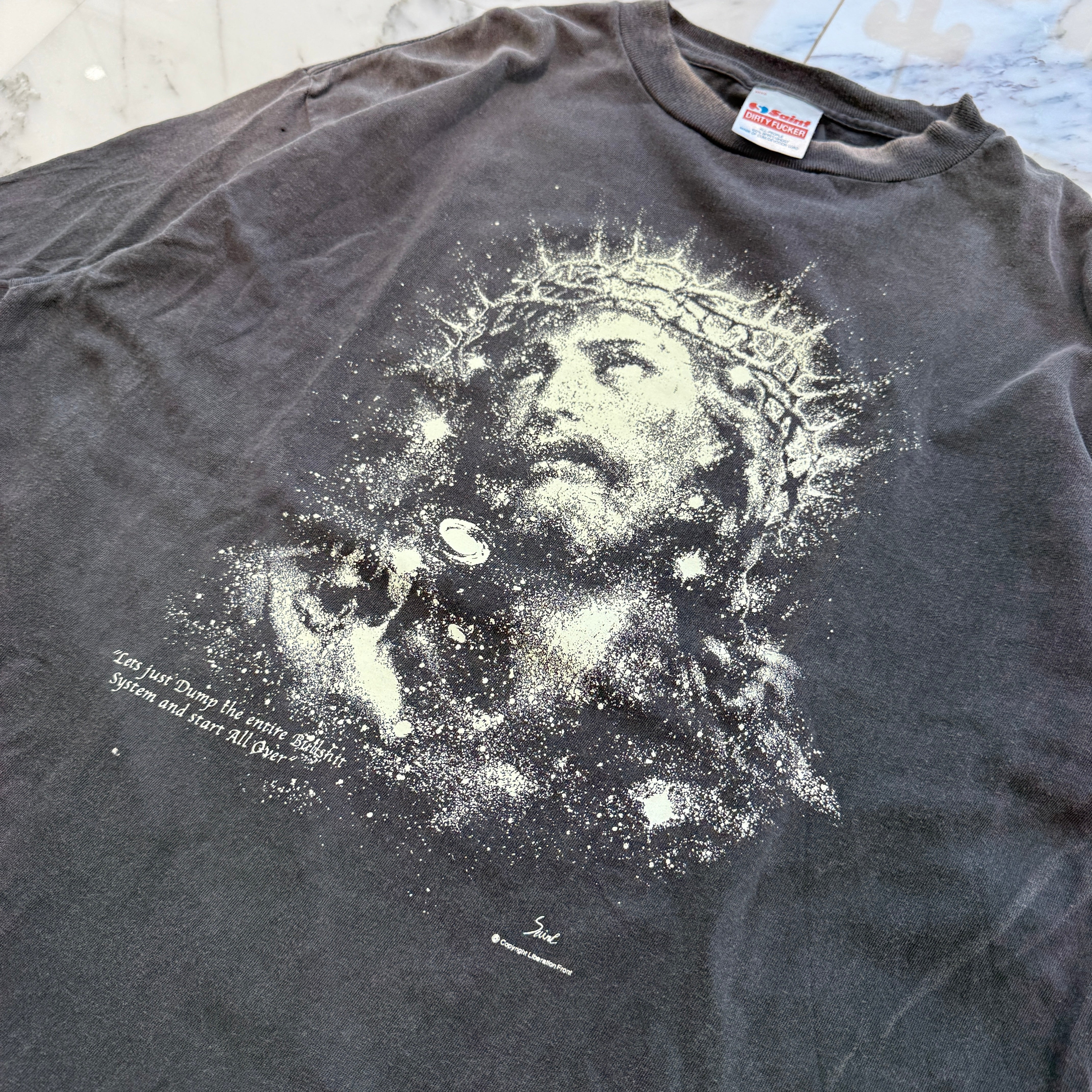 SAINT Mxxxxxx 2025SS JESUS S/S Tee SM-HR8-0000-016 Size L セント