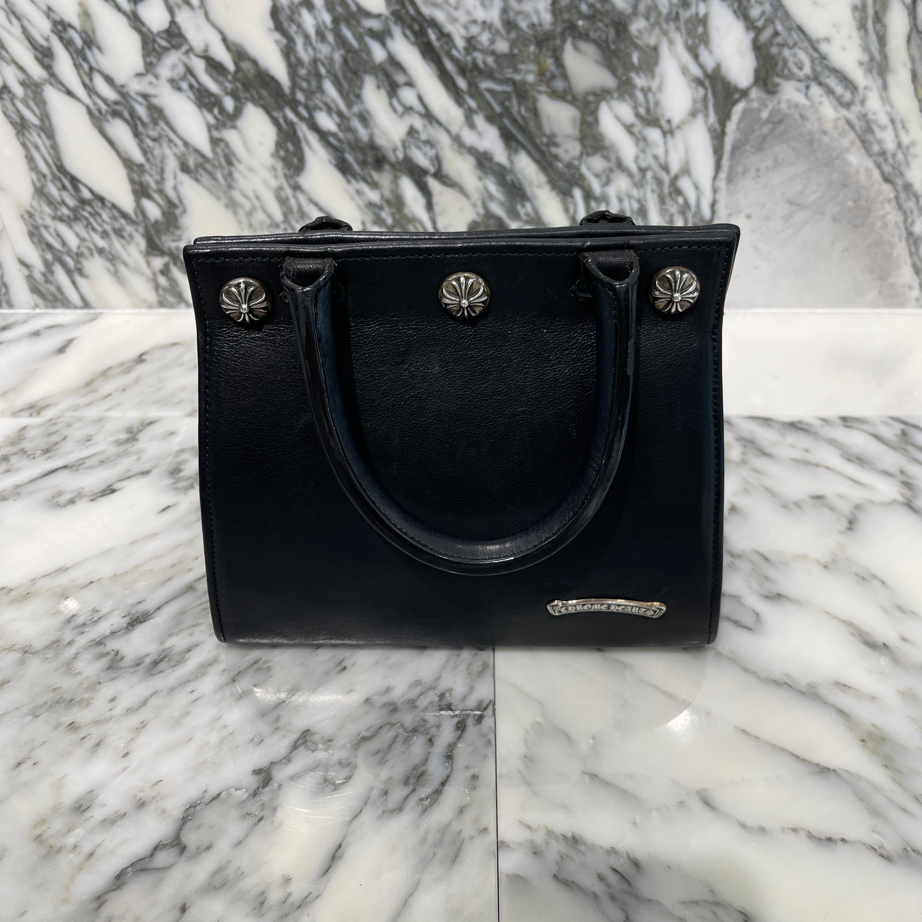 CHROME HEARTS DREW MINI BAG Cross Ball Leather Hand Bag クロムハーツ ドリュー ミニバッグ クロスボール レザーハンドバッグ