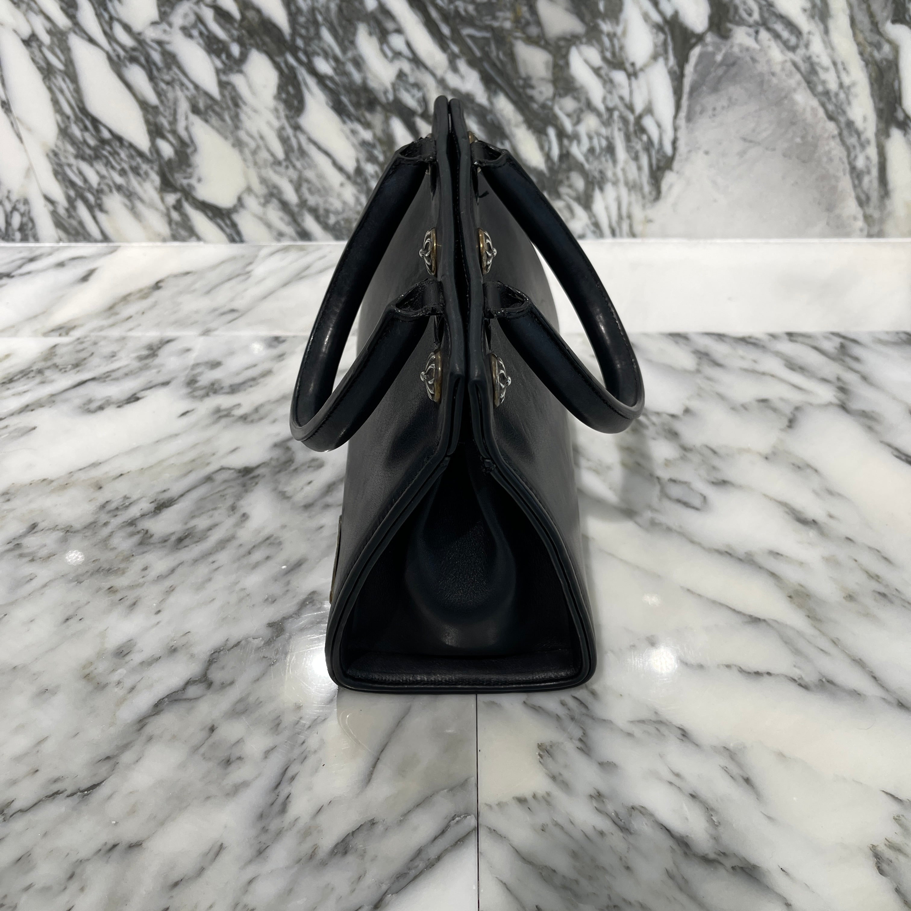 CHROME HEARTS DREW MINI BAG Cross Ball Leather Hand Bag クロムハーツ ドリュー ミニバッグ クロスボール レザーハンドバッグ