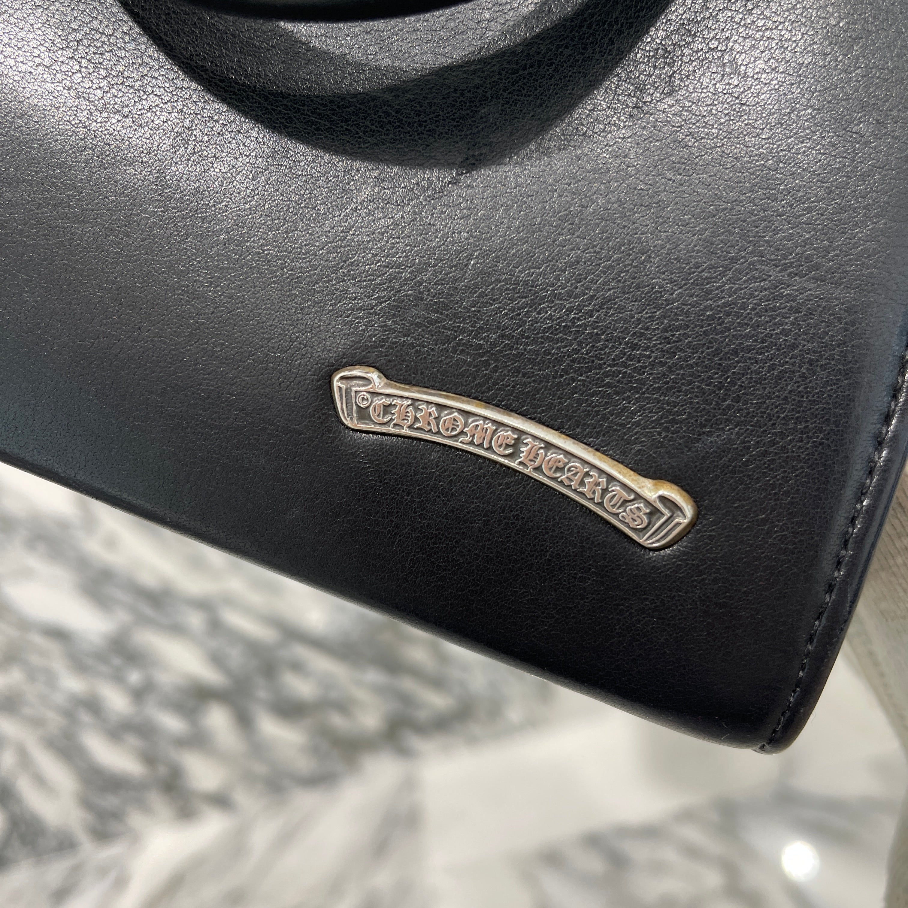 CHROME HEARTS DREW MINI BAG Cross Ball Leather Hand Bag クロムハーツ ドリュー ミニバッグ クロスボール レザーハンドバッグ