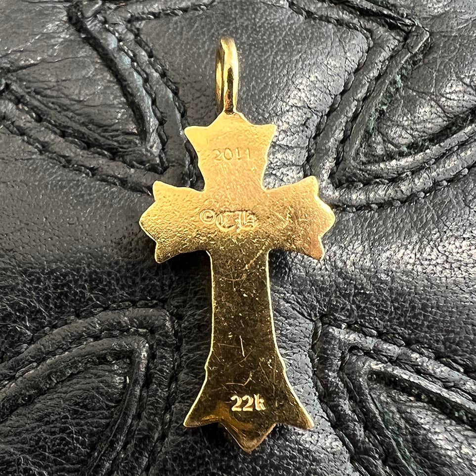 CHROME HEARTS 22K Double CH Cross Charm Pave Diamond Pendant Top クロムハーツ 22K ダブルCHクロス チャーム パヴェダイヤモンド ペンダントトップ