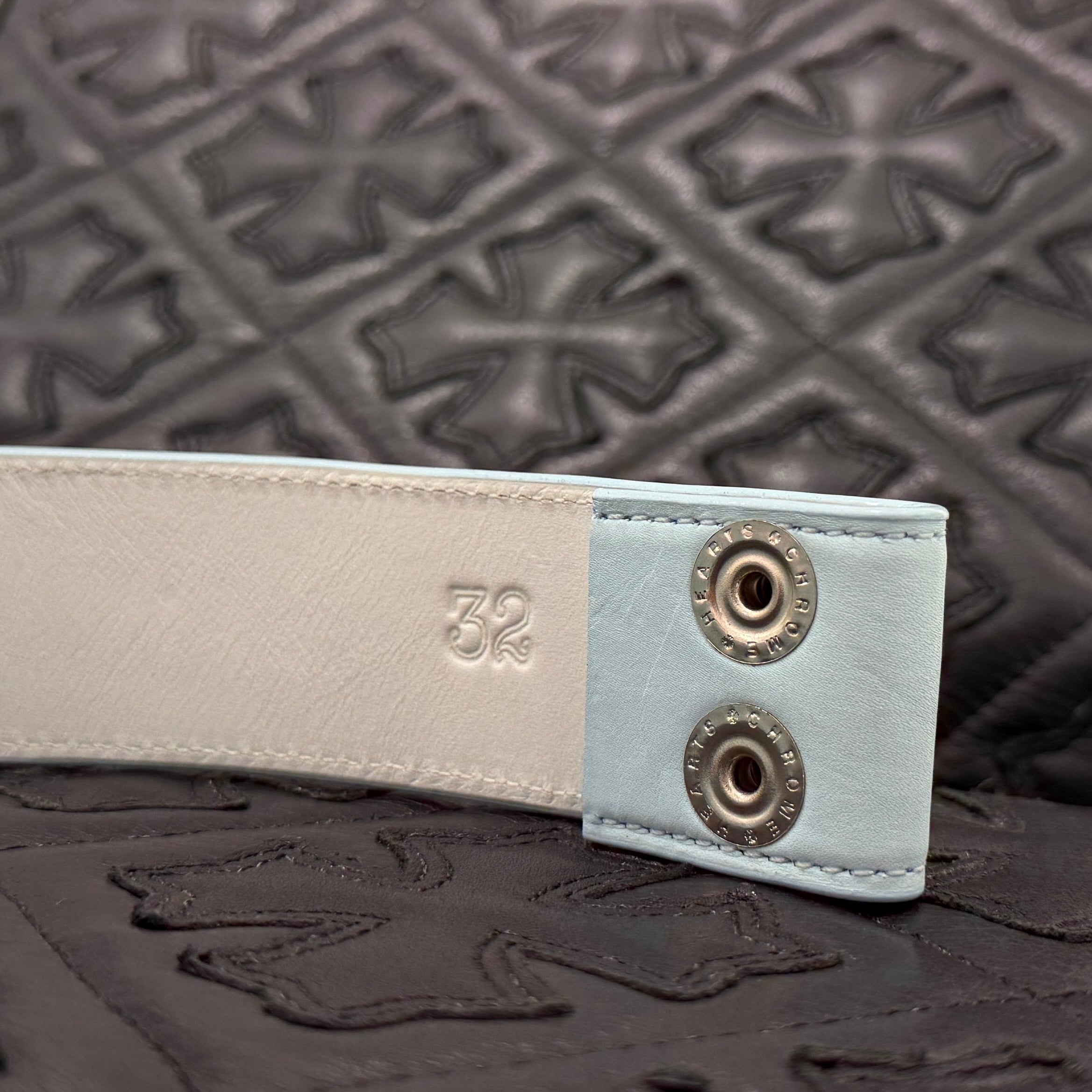 CHROME HEARTS 1.5 STRAP Horseshoe Rivet Leather Belt Size 32 クロムハーツ 1.5ストラップ ホースシューリベット レザーベルト サイズ32