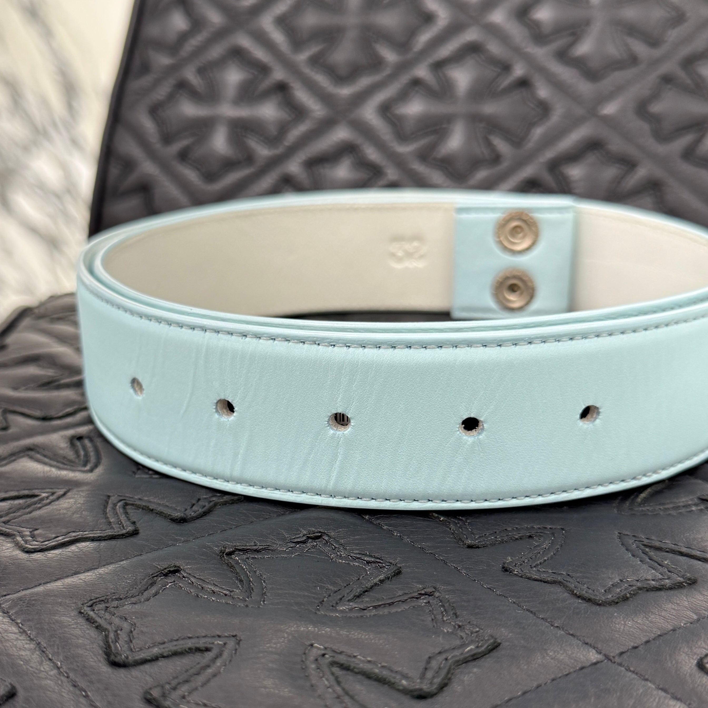 CHROME HEARTS 1.5 STRAP Horseshoe Rivet Leather Belt Size 32 クロムハーツ 1.5ストラップ ホースシューリベット レザーベルト サイズ32