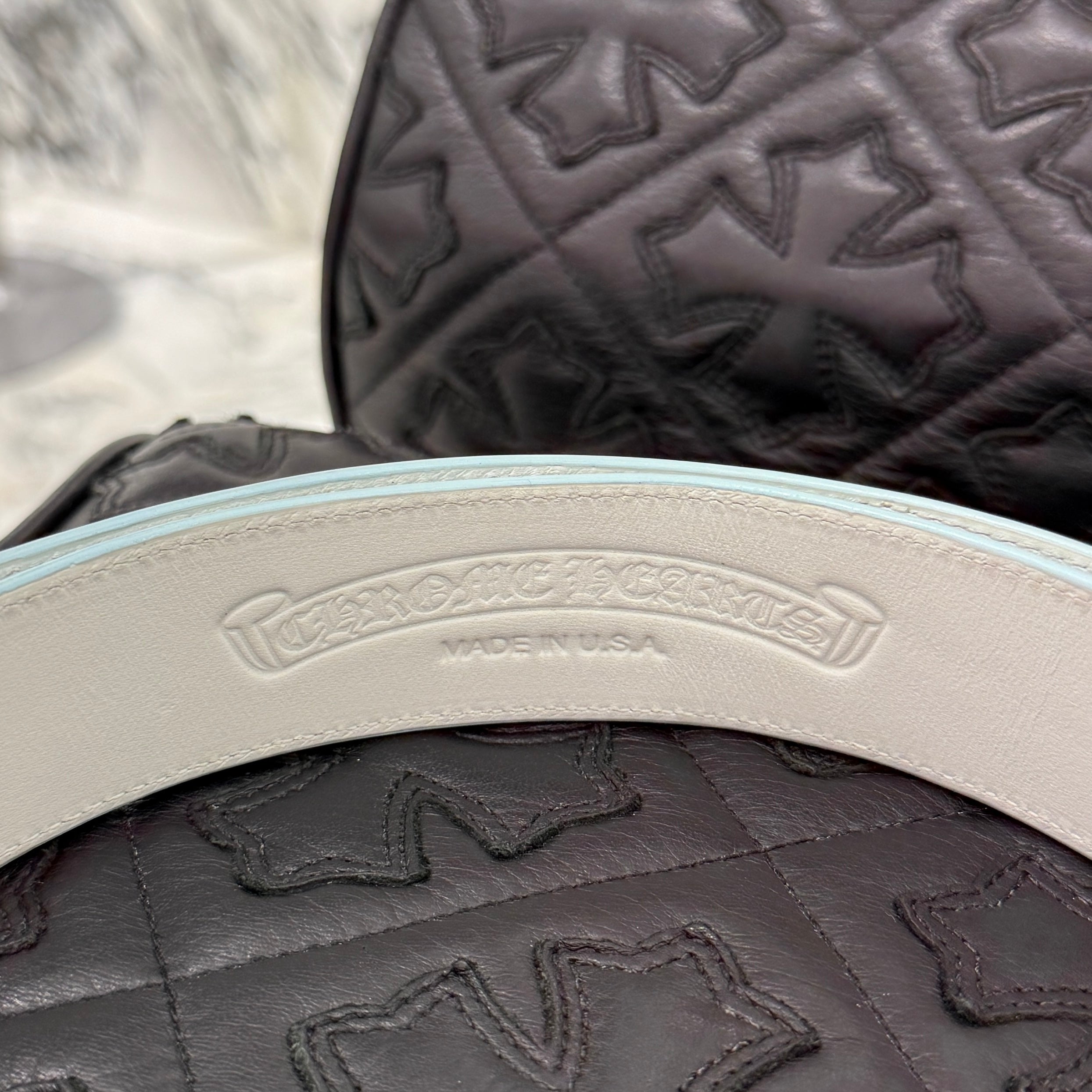 CHROME HEARTS 1.5 STRAP Horseshoe Rivet Leather Belt Size 32 クロムハーツ 1.5ストラップ ホースシューリベット レザーベルト サイズ32