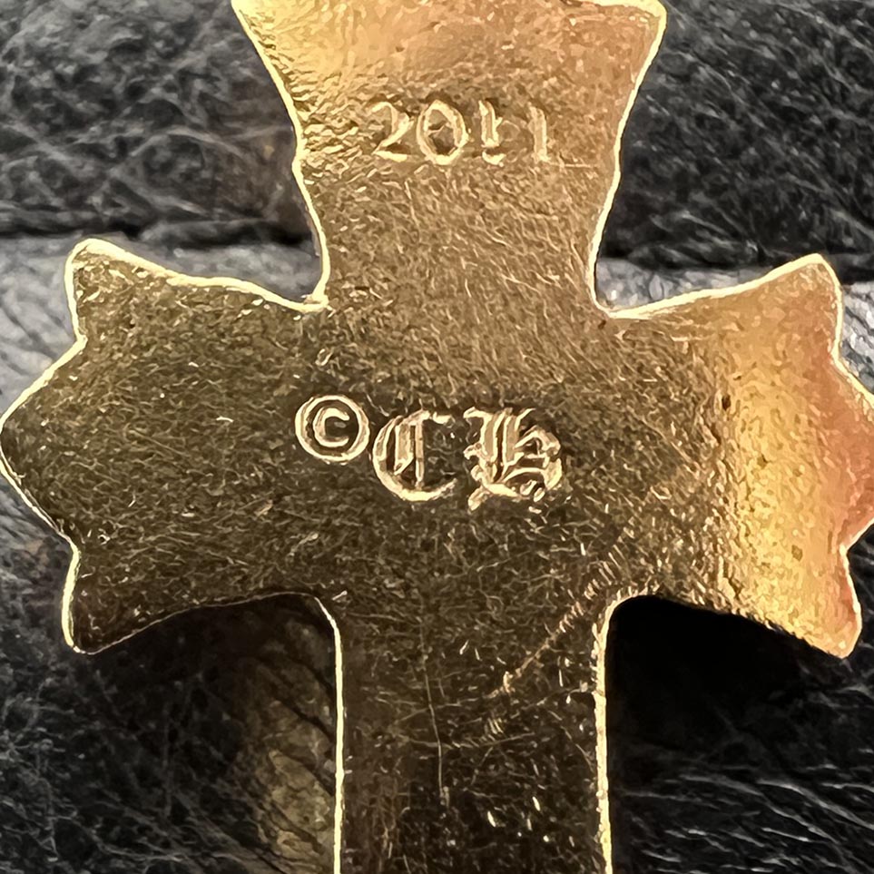 CHROME HEARTS 22K Double CH Cross Charm Pave Diamond Pendant Top