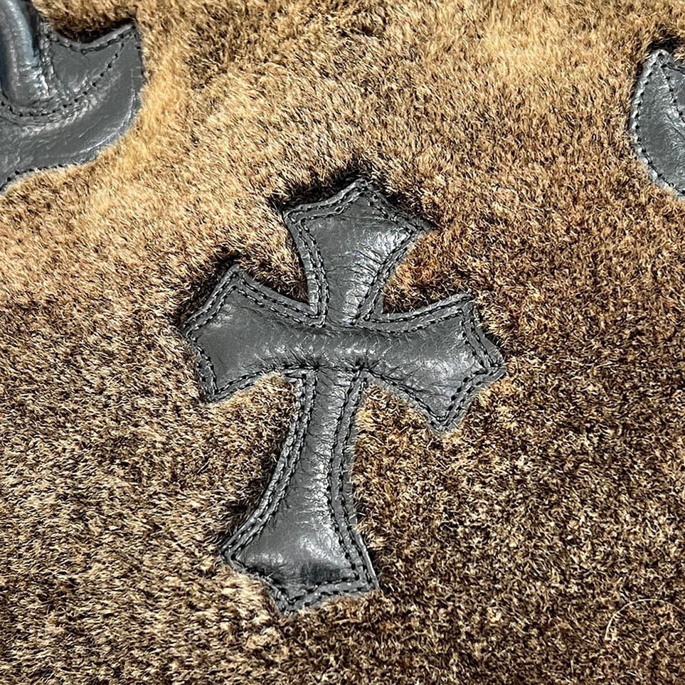 CHROME HEARTS 1 Cross Leather Patch Fur FS Tote Bag クロムハーツ 1クロス レザーパッチ ファー FS トートバッグ