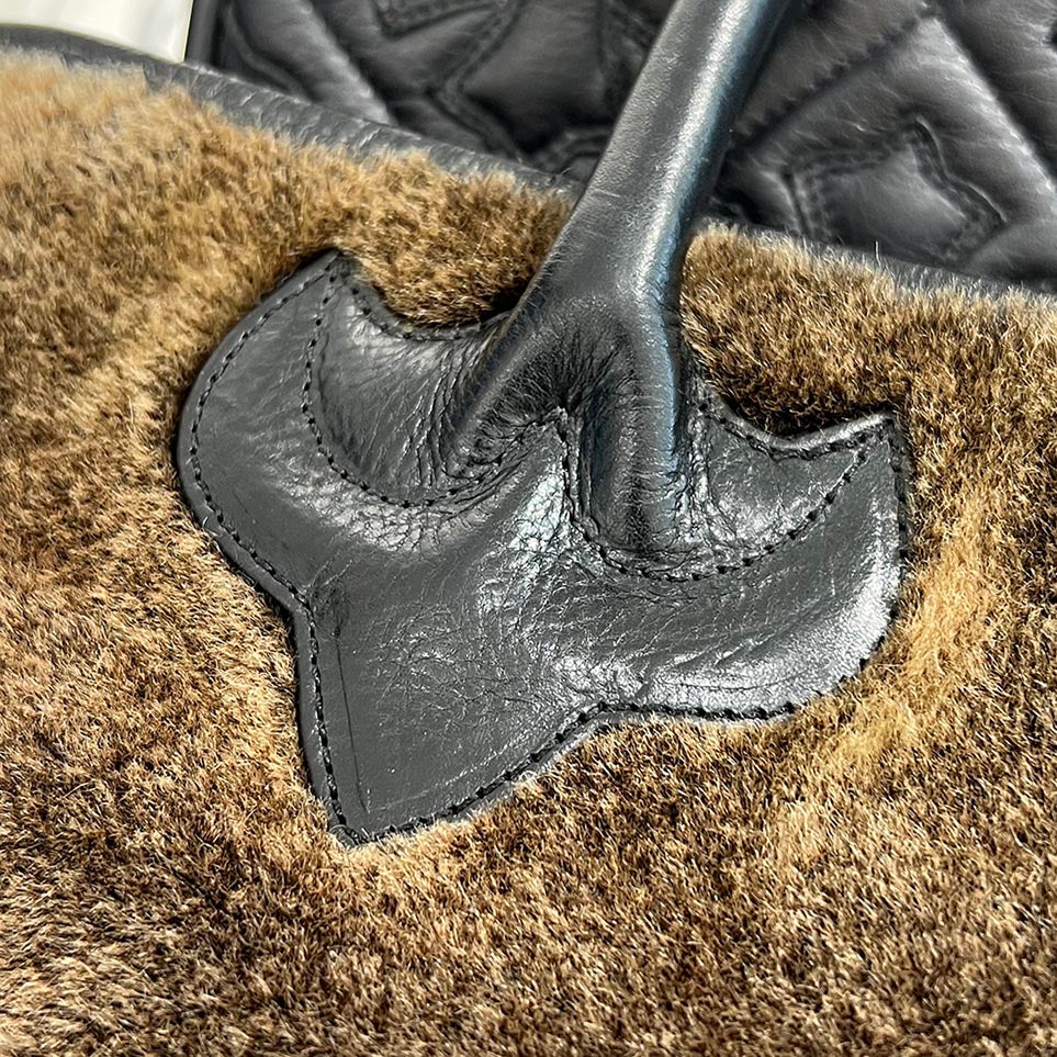 CHROME HEARTS 1 Cross Leather Patch Fur FS Tote Bag クロムハーツ 1