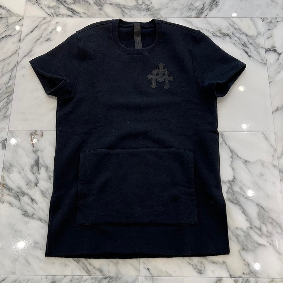 CHROME HEARTS Y NOT Cemetery Cross Leather Patch Pocket Sweat Tee Size S クロムハーツ ワイノット セメタリークロス レザーパッチ ポケット スウェット Tシャツ サイズS