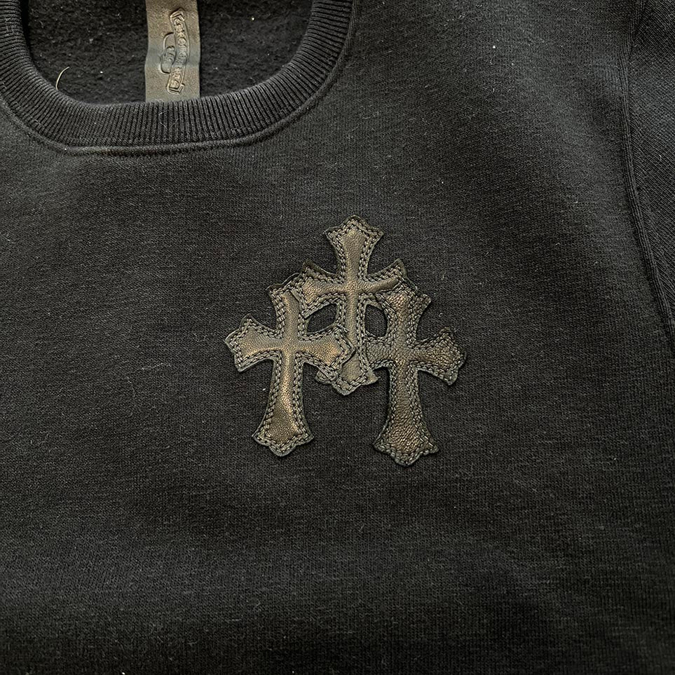 CHROME HEARTS Y NOT Cemetery Cross Leather Patch Pocket Sweat Tee Size S クロムハーツ ワイノット セメタリークロス レザーパッチ ポケット スウェット Tシャツ サイズS