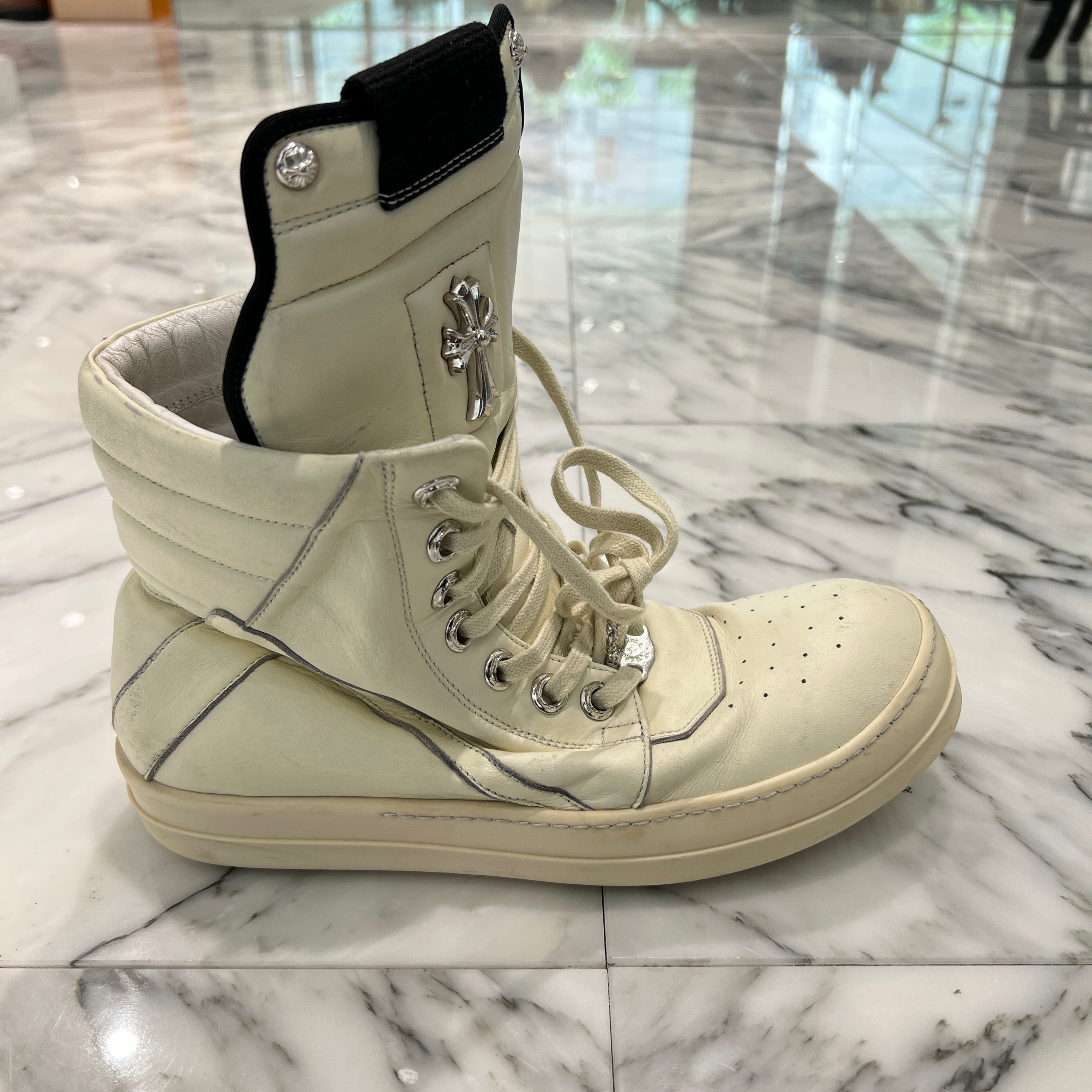 CHROME HEARTS × Rick Owens Geobasket Leather Sneakers Size 42 クロムハーツ × リックオーエンス ジオバスケット レザースニーカー サイズ42