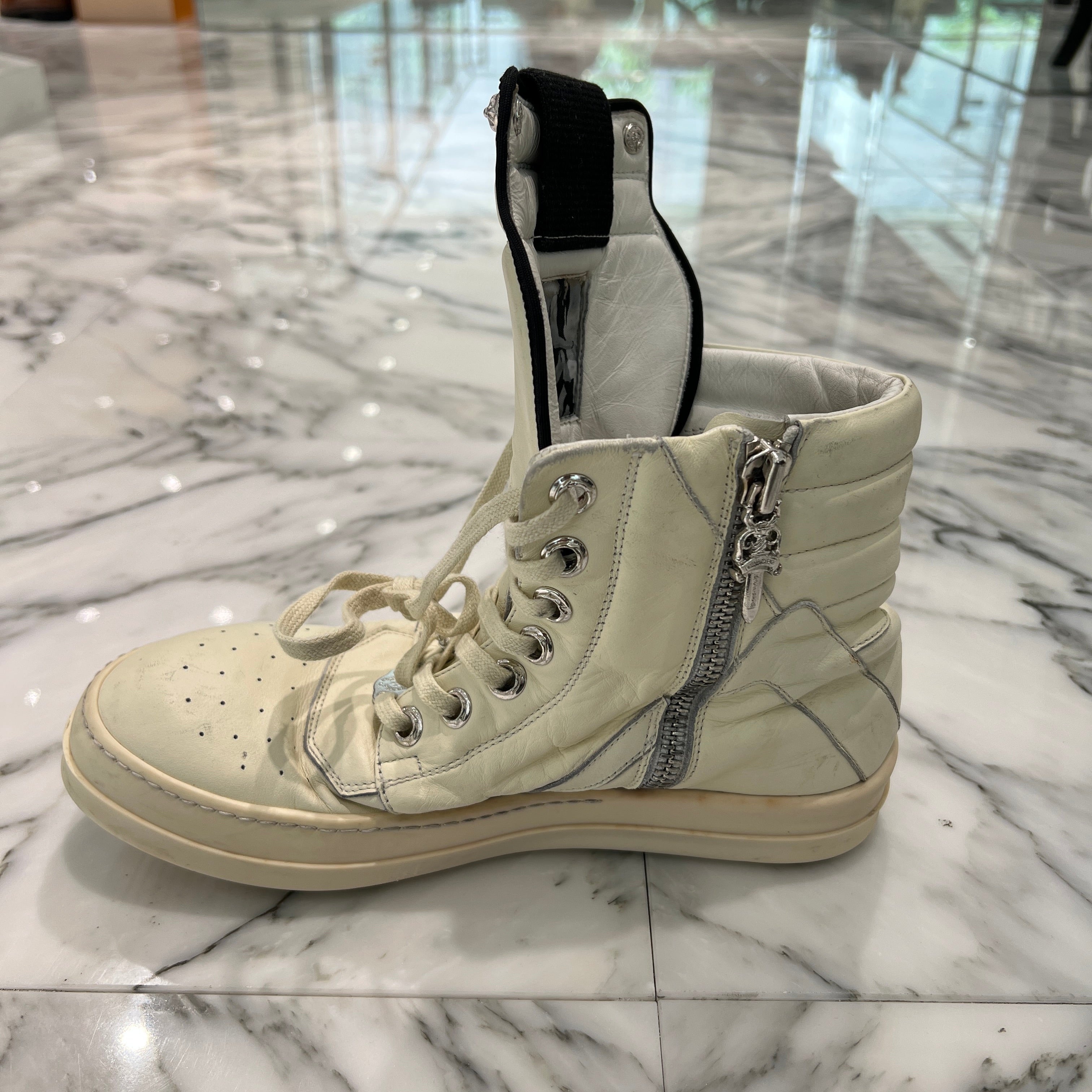 CHROME HEARTS × Rick Owens Geobasket Leather Sneakers Size