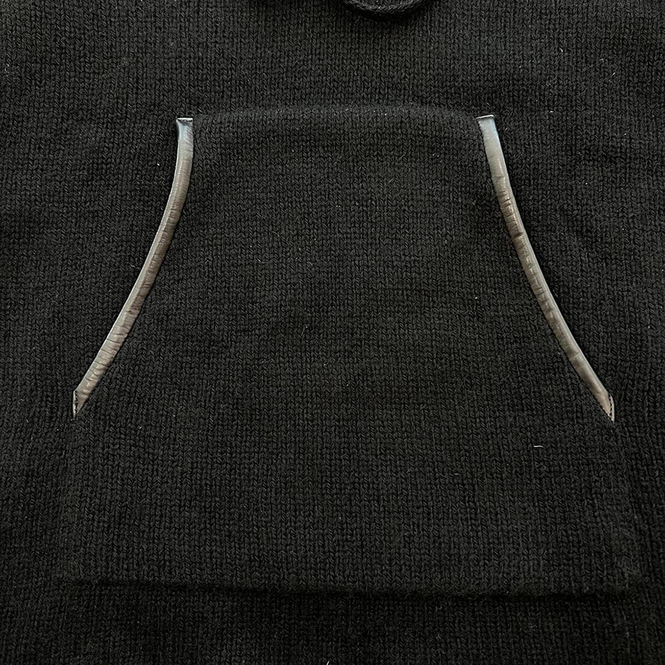 CHROME HEARTS Leather Cross Patch Cashmere Mohair Blend Knit Hoodie Size XS クロムハーツ レザークロスパッチ カシミヤ モヘア ブレンド ニットフーディ サイズXS