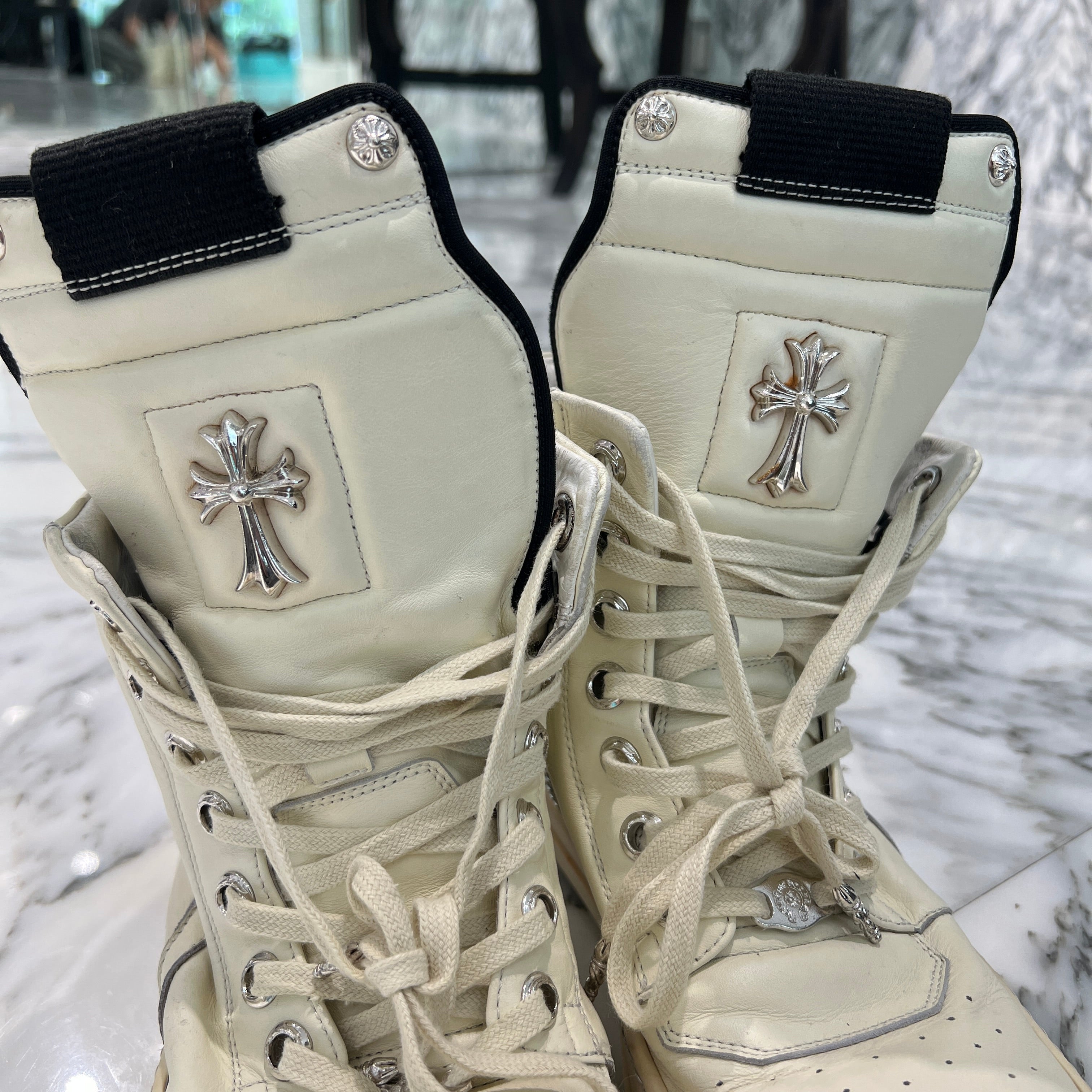 確実正規品ジオバスGEOBASKET RickOwensgeobasket42 CHROME HEARTS × Rick Owens Geobasket Leather Sneakers Size