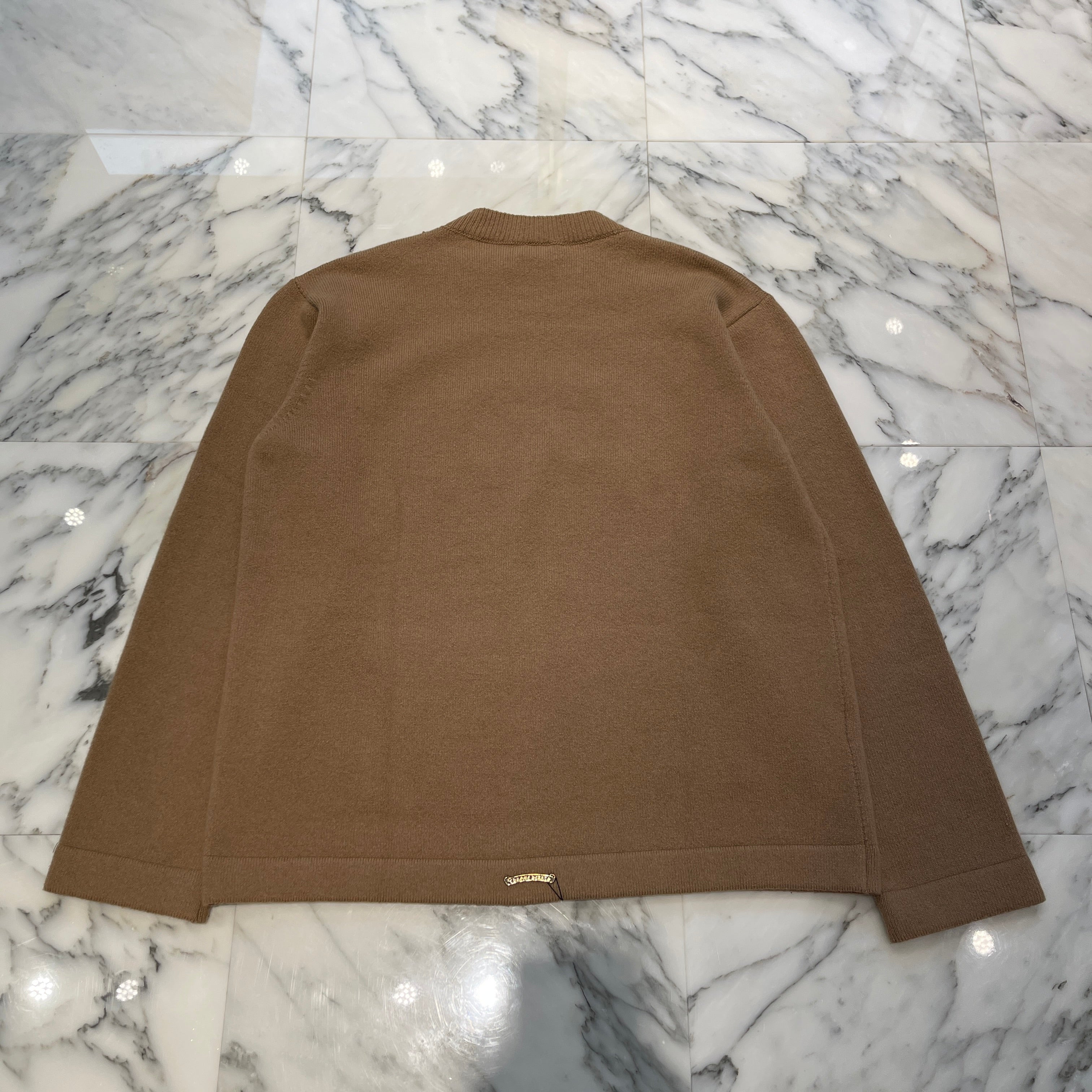 CHROME HEARTS Y NOT King Taco 3 Cemetery Cross Leather Patch Cashmere Knit Crew Neck Sweater Size L クロムハーツ ワイノット キングタコ 3セメタリークロスレザーパッチ カシミアニット セーター サイズL