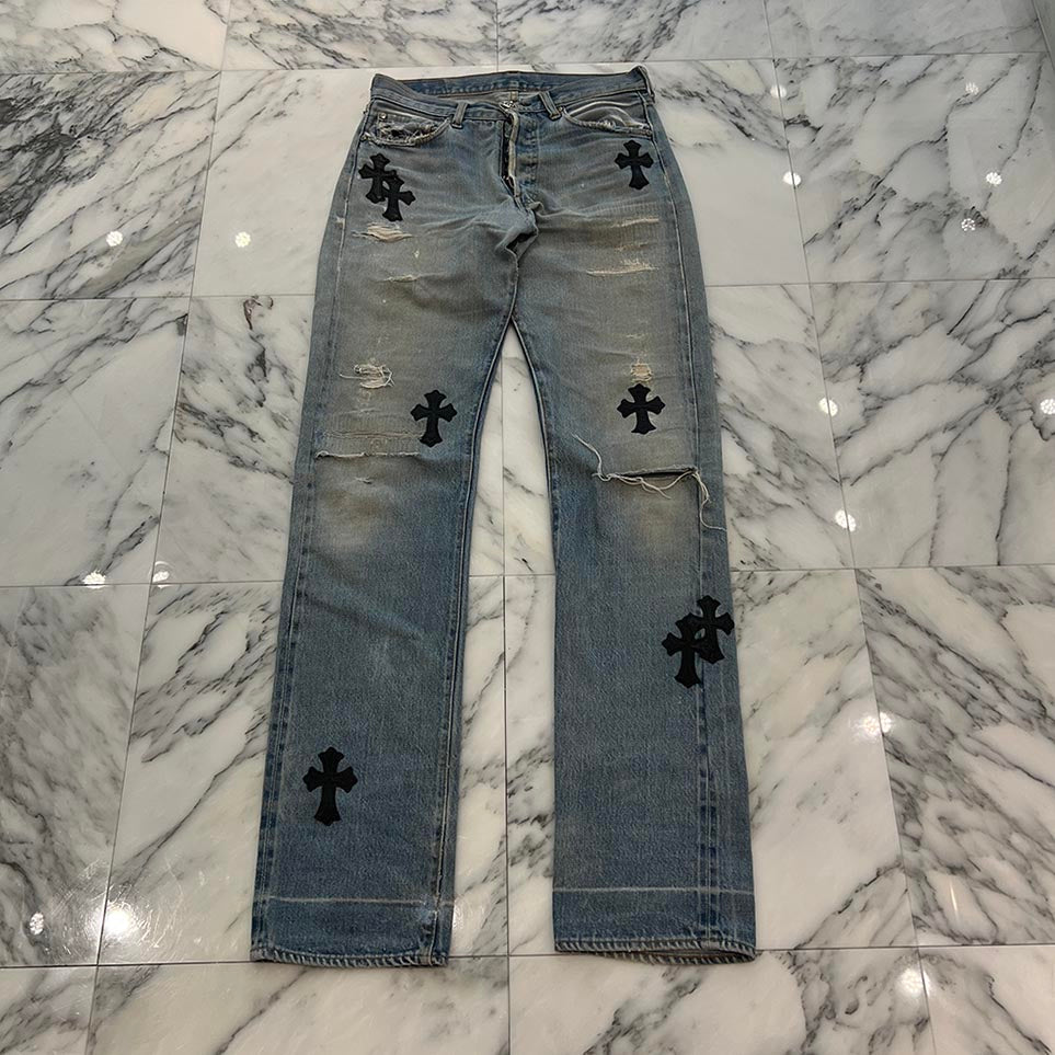 CHROME HEARTS × Levi's VNTG Cross Leather Patch Denim Pants Size 29 クロムハーツ × リーバイス ヴィンテージ クロスレザーパッチ デニムパンツ サイズ29
