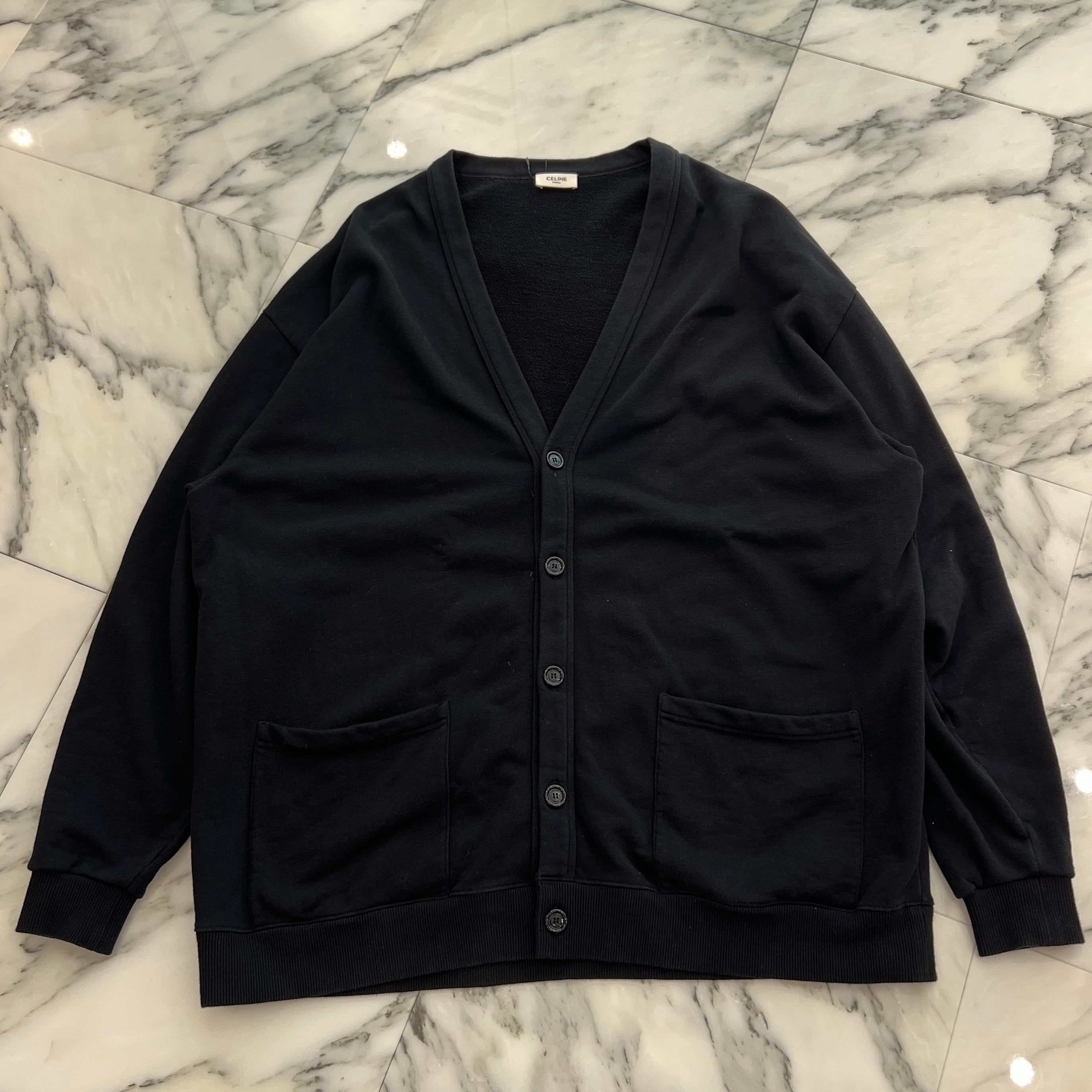 CELINE 2022SS Back Logo Print Cotton Fleece Cardigan 2Y672670Q Size M セリーヌ バックロゴプリント コットンフリースカーディガン サイズM