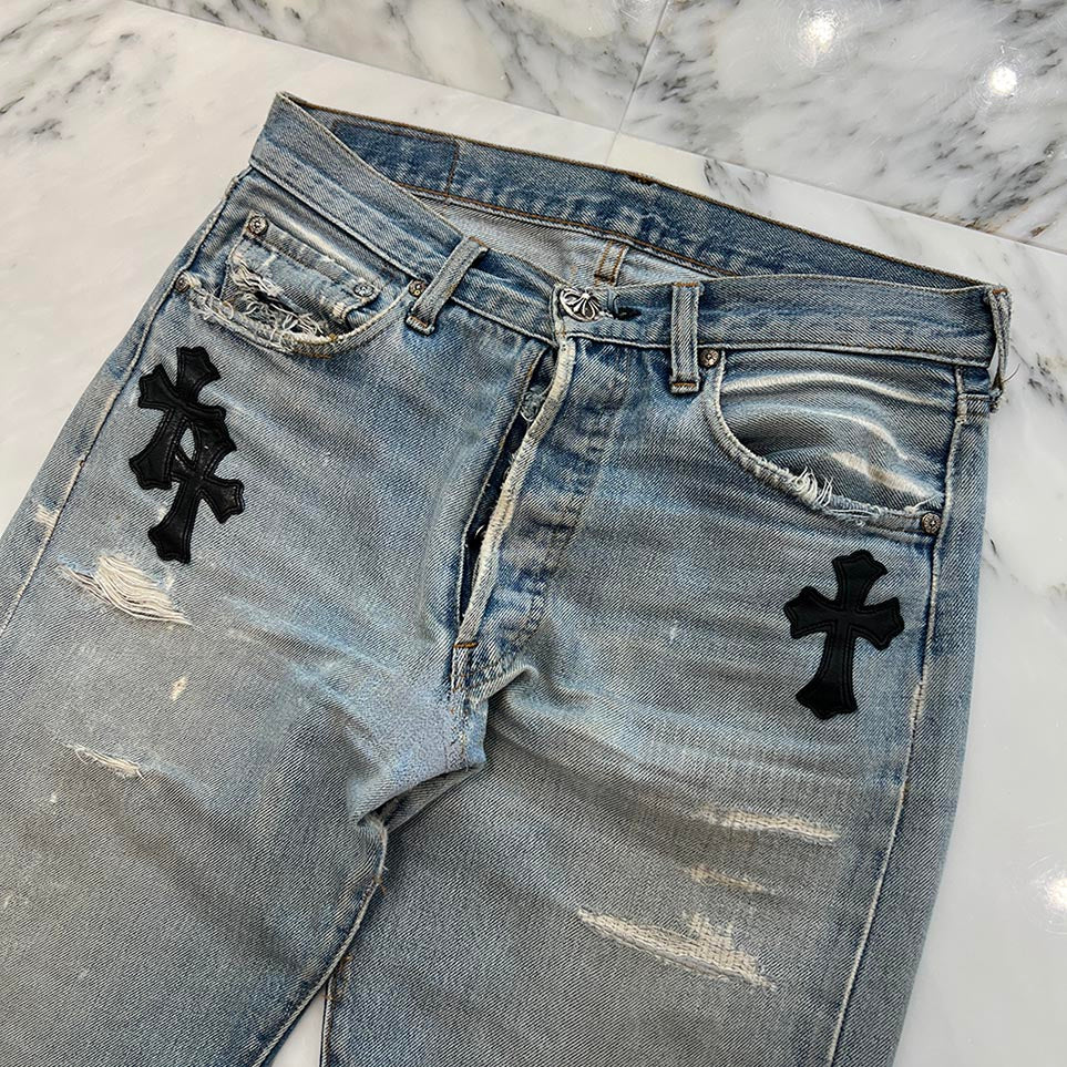 CHROME HEARTS × Levi's VNTG Cross Leather Patch Denim Pants Size 29 クロムハーツ × リーバイス ヴィンテージ クロスレザーパッチ デニムパンツ サイズ29