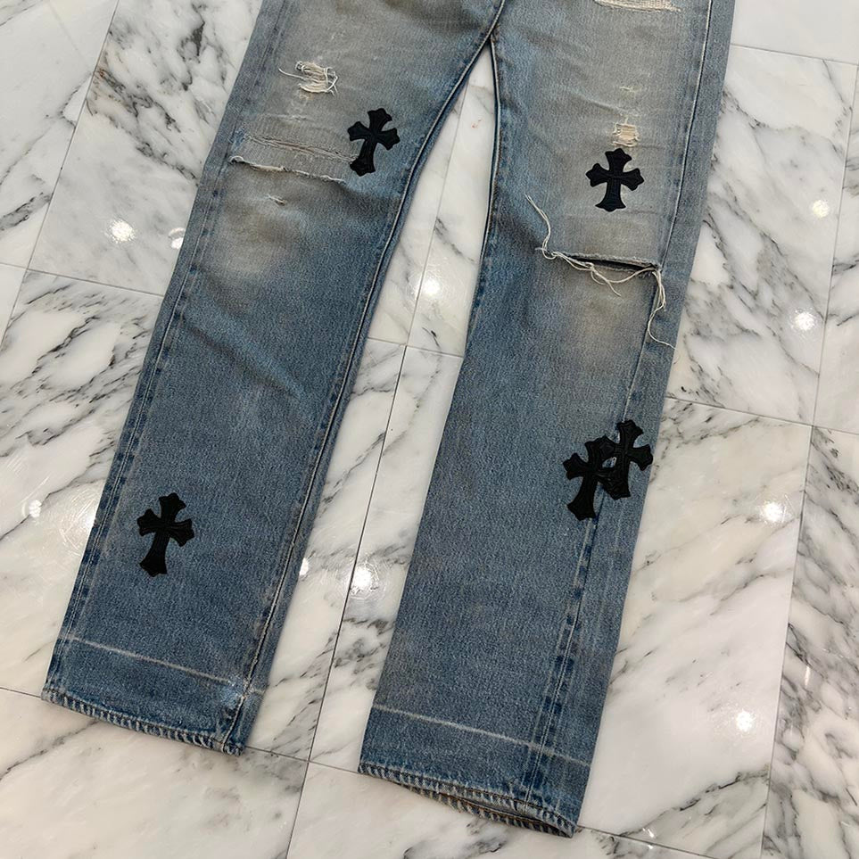 CHROME HEARTS × Levi's VNTG Cross Leather Patch Denim Pants Size 29 クロムハーツ × リーバイス ヴィンテージ クロスレザーパッチ デニムパンツ サイズ29
