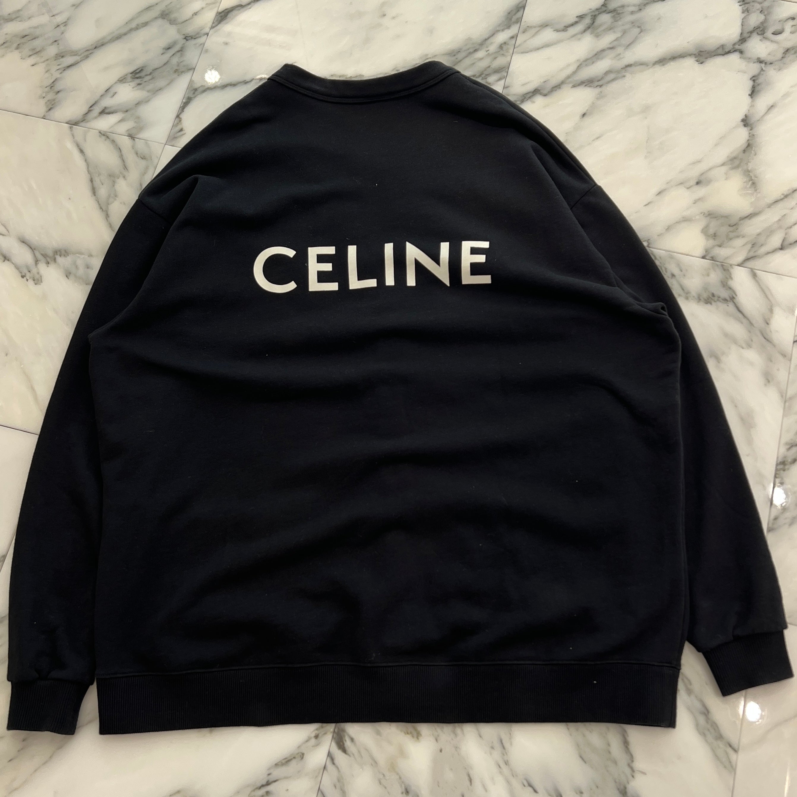 CELINE 2022SS Back Logo Print Cotton Fleece Cardigan 2Y672670Q Size M セリーヌ バックロゴプリント コットンフリースカーディガン サイズM