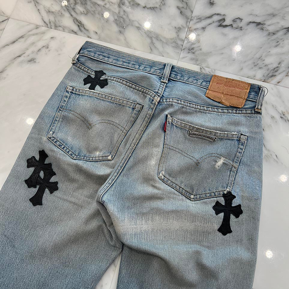 CHROME HEARTS × Levi's VNTG Cross Leather Patch Denim Pants Size 29 クロムハーツ × リーバイス ヴィンテージ クロスレザーパッチ デニムパンツ サイズ29