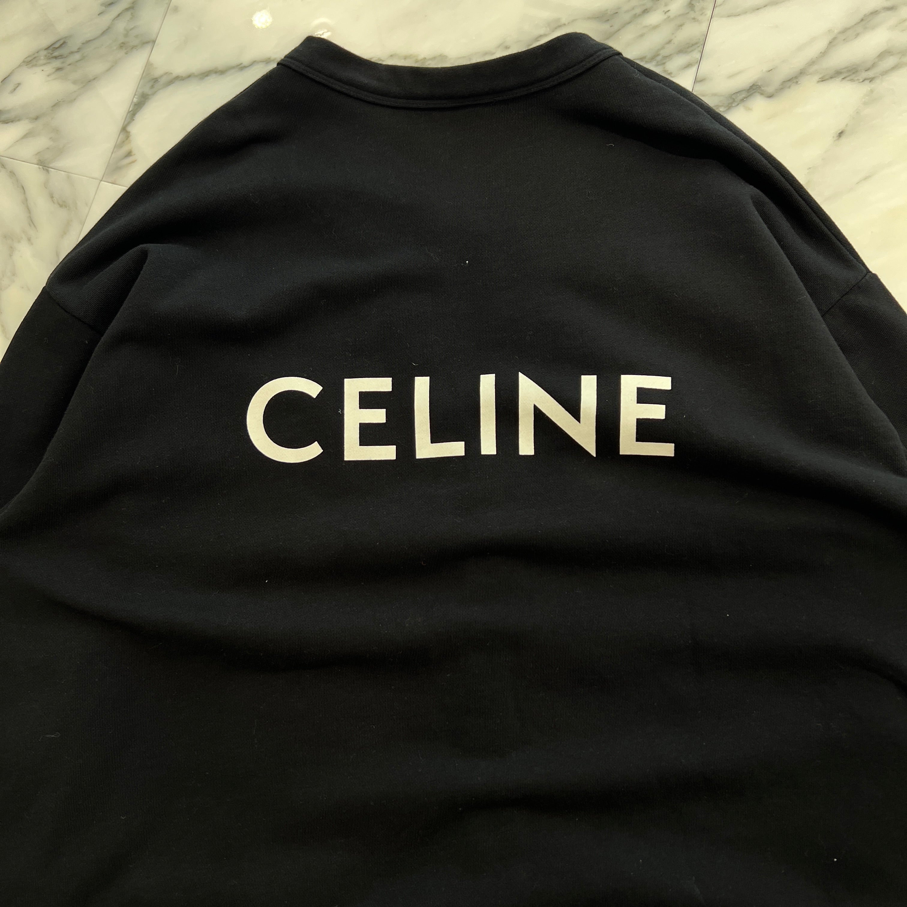 CELINE 2022SS Back Logo Print Cotton Fleece Cardigan 2Y672670Q Size M セリーヌ バックロゴプリント コットンフリースカーディガン サイズM