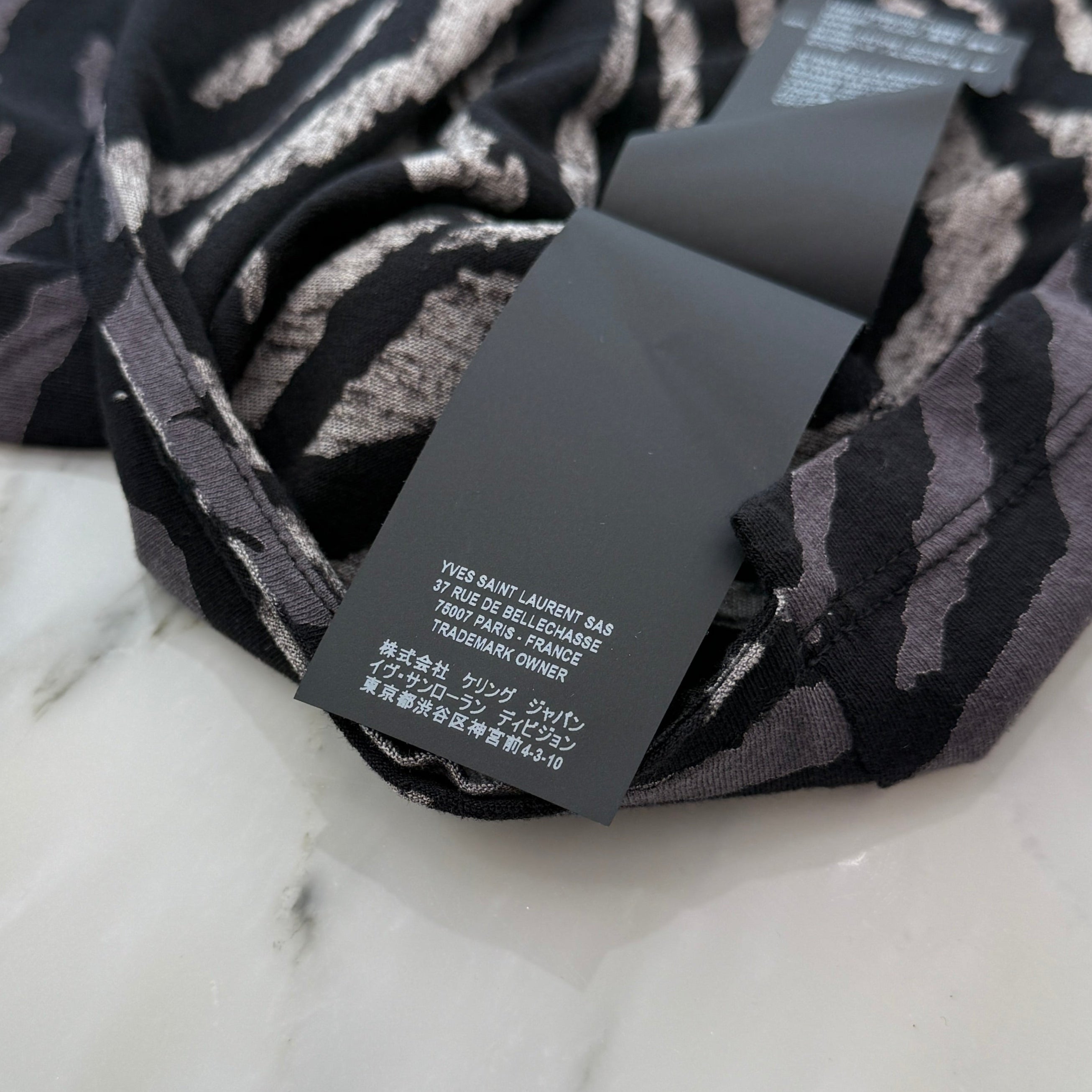 SAINT LAURENT 2019SS Zebra Print Cotton Tee 577097 YBII2 Size L サンローランパリ ゼブラ柄 プリント コットン Tシャツ サイズL