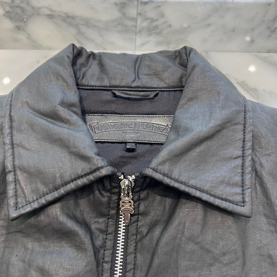 CHROME HEARTS Carmalita Fleury Leather Cross Patch Zip Up Jacket Size S クロムハーツ カルマニータ フレアニー レザークロスパッチ ジップアップジャケット サイズS