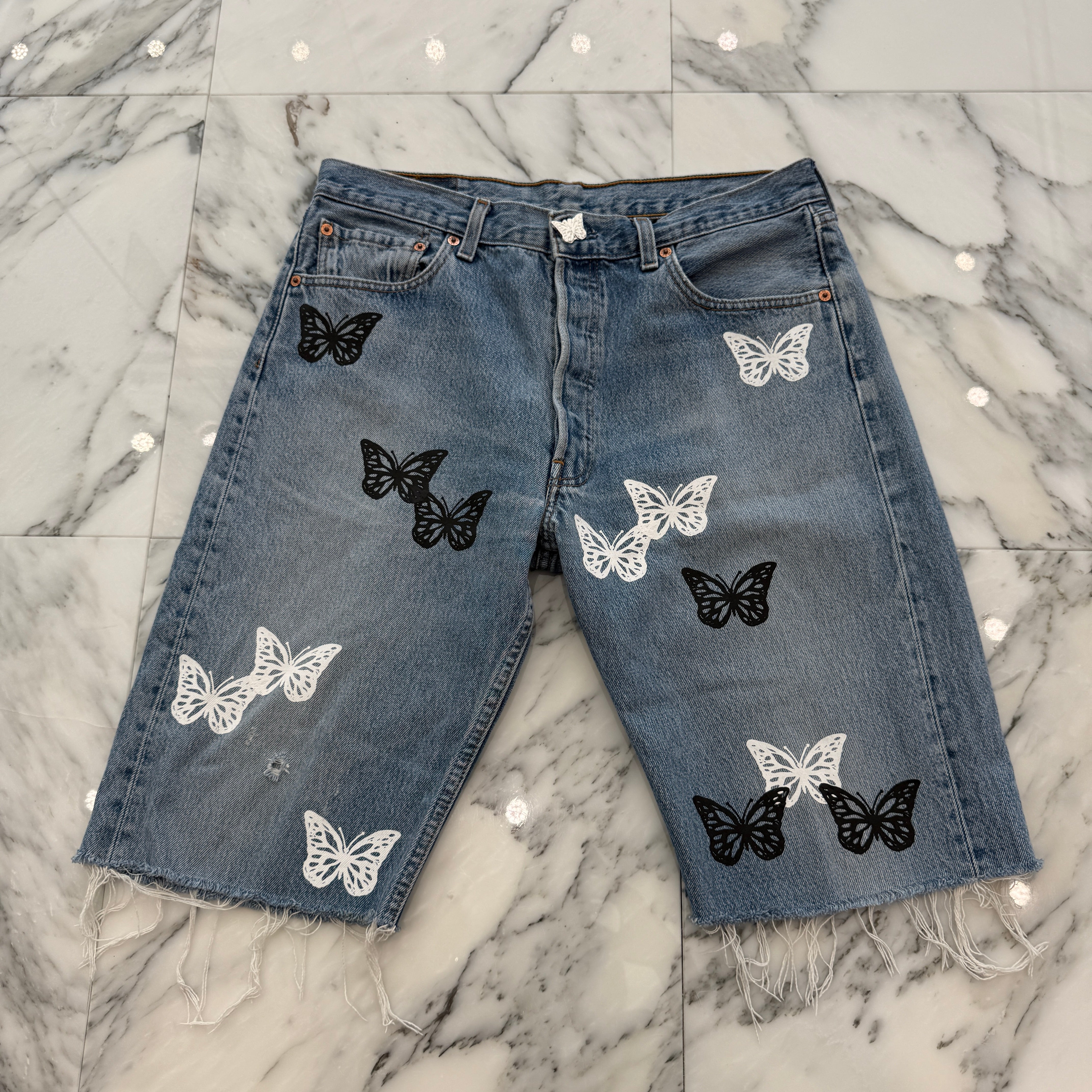 ABOUT DREAMS Butterfly Denim Shorts アバウトドリームズ バタフライ デニムショーツ